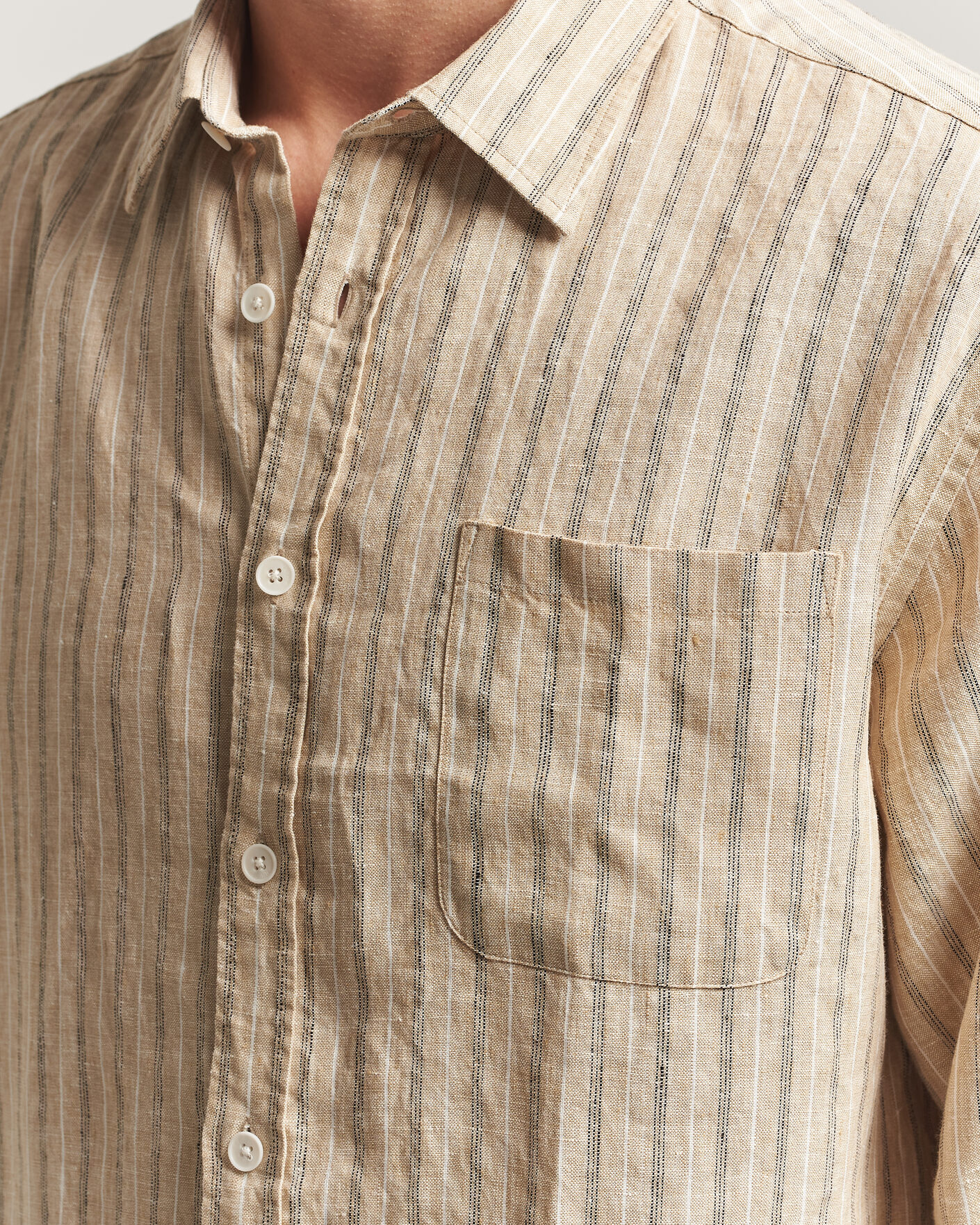 Mies | Kauluspaidat | NN07 | Deon Linen Shirt Black Stripe