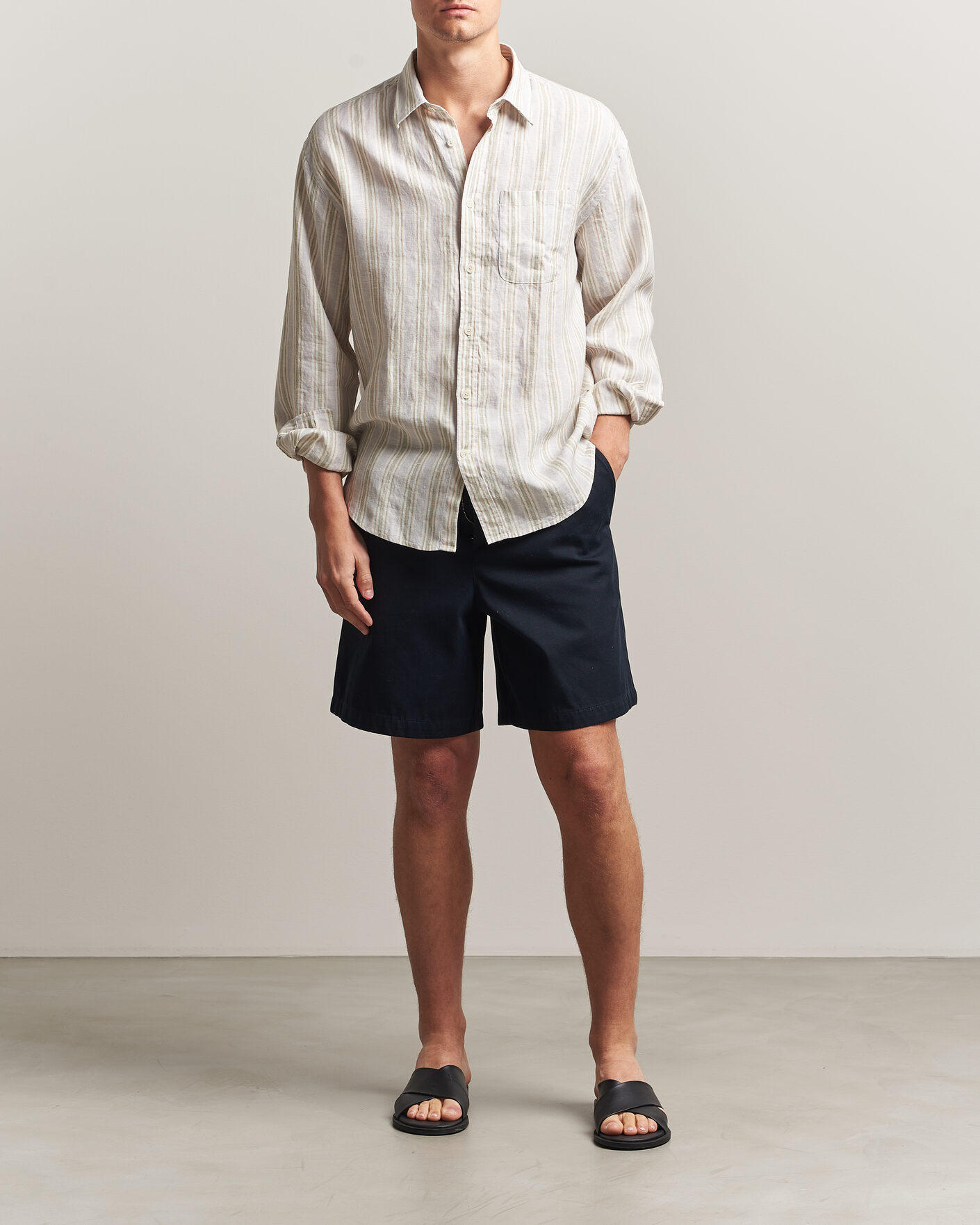 Mies | Kauluspaidat | NN07 | Deon Linen Shirt Mint Stripe