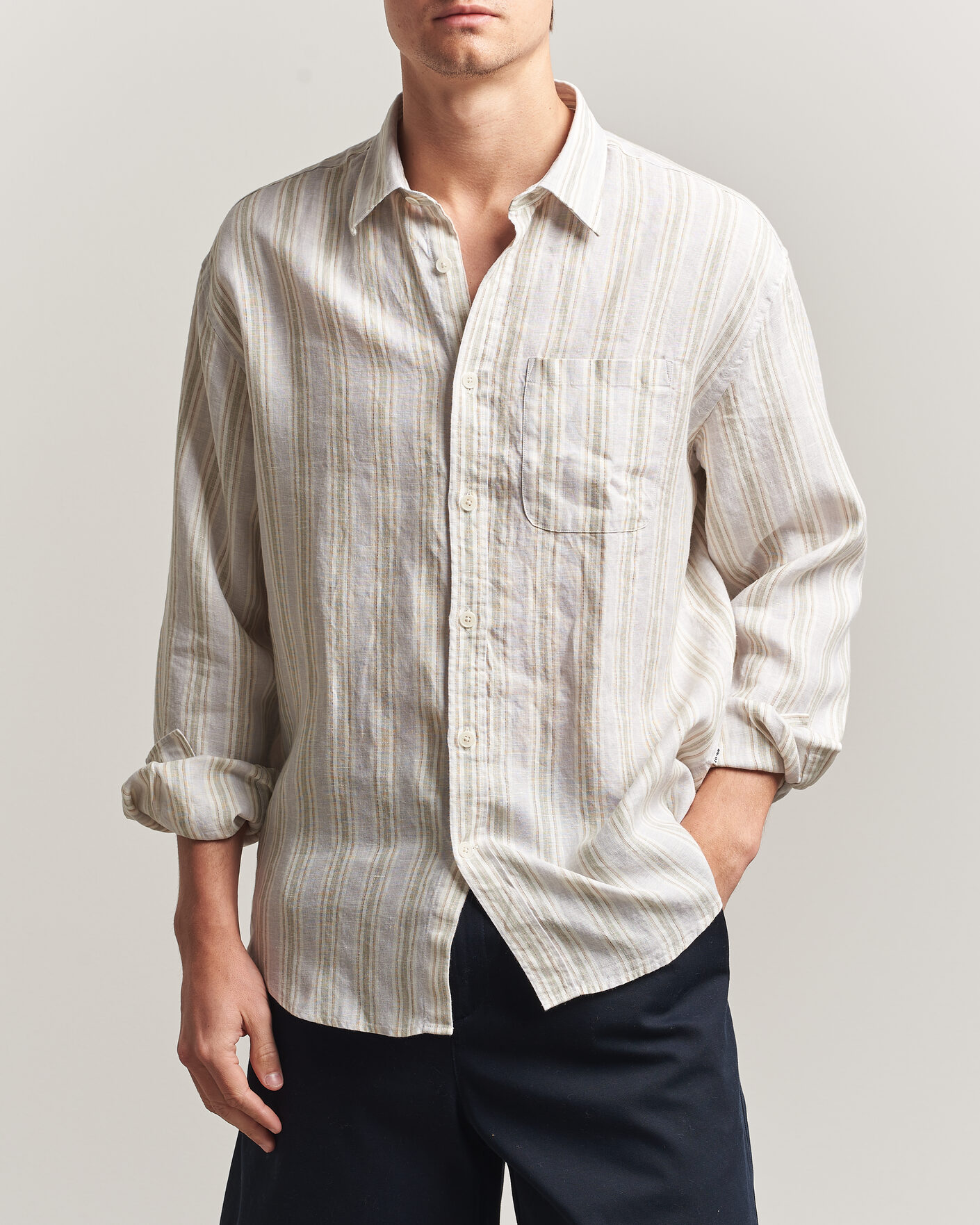 Mies | Kauluspaidat | NN07 | Deon Linen Shirt Mint Stripe