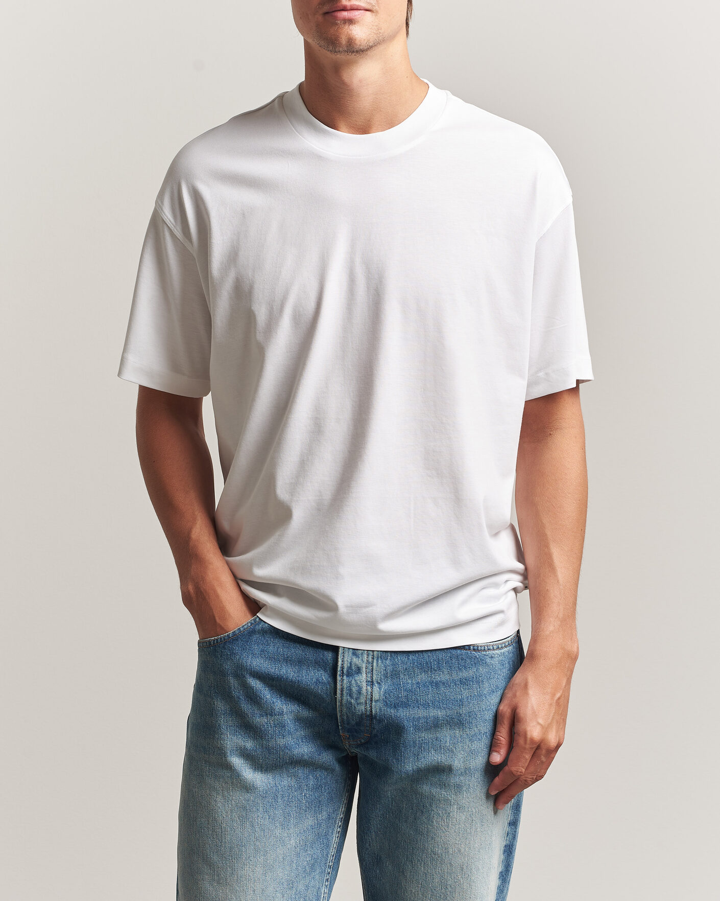 Mies | T-paidat | NN07 | Lionel Suvin Cotton Crew Neck T-Shirt White