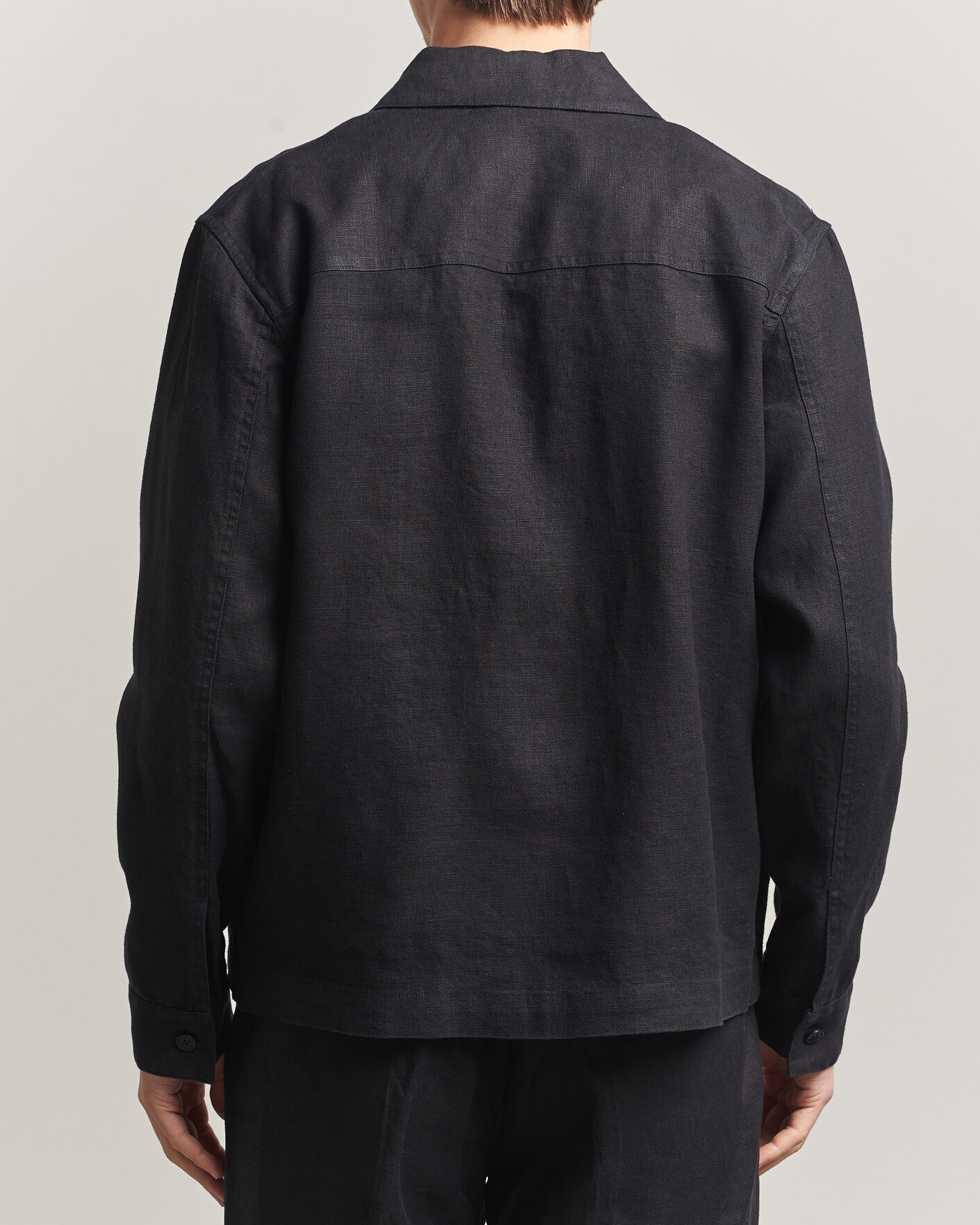 Mies | Kauluspaidat | NN07 | Alban Linen Full Zip Overshirt Black