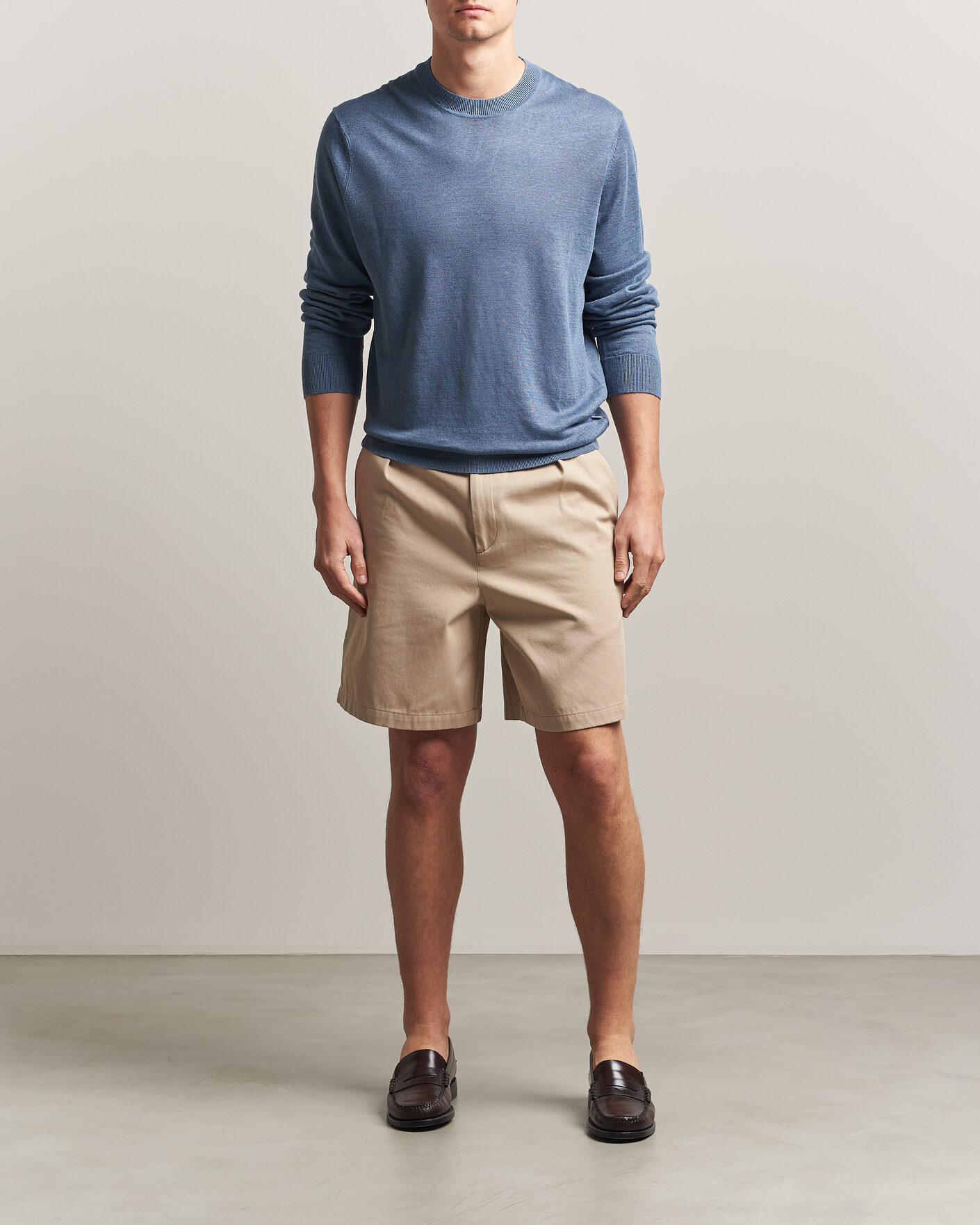 Mies | Puserot | NN07 | Ted Linen Knitted Sweater Stone Blue