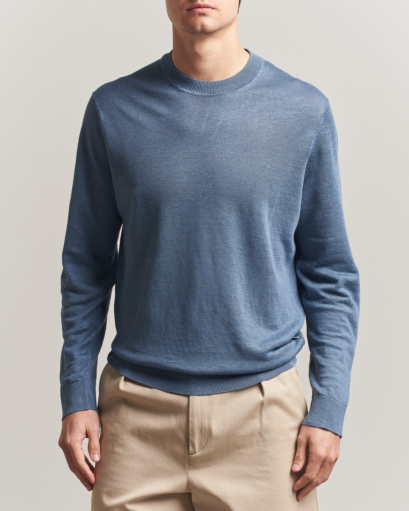 Mies | Puserot | NN07 | Ted Linen Knitted Sweater Stone Blue