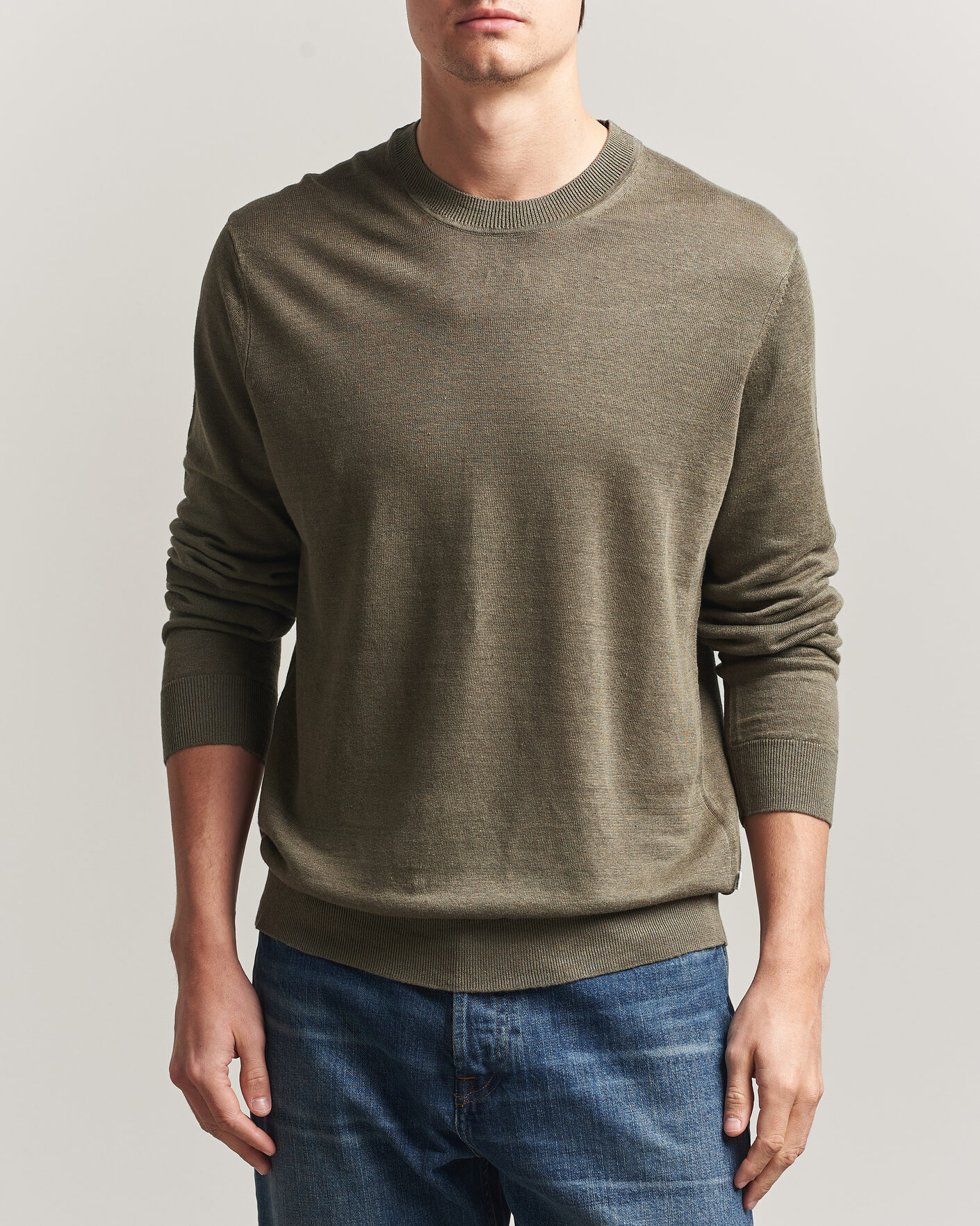 Mies | Puserot | NN07 | Ted Linen Knitted Sweater Capers Green