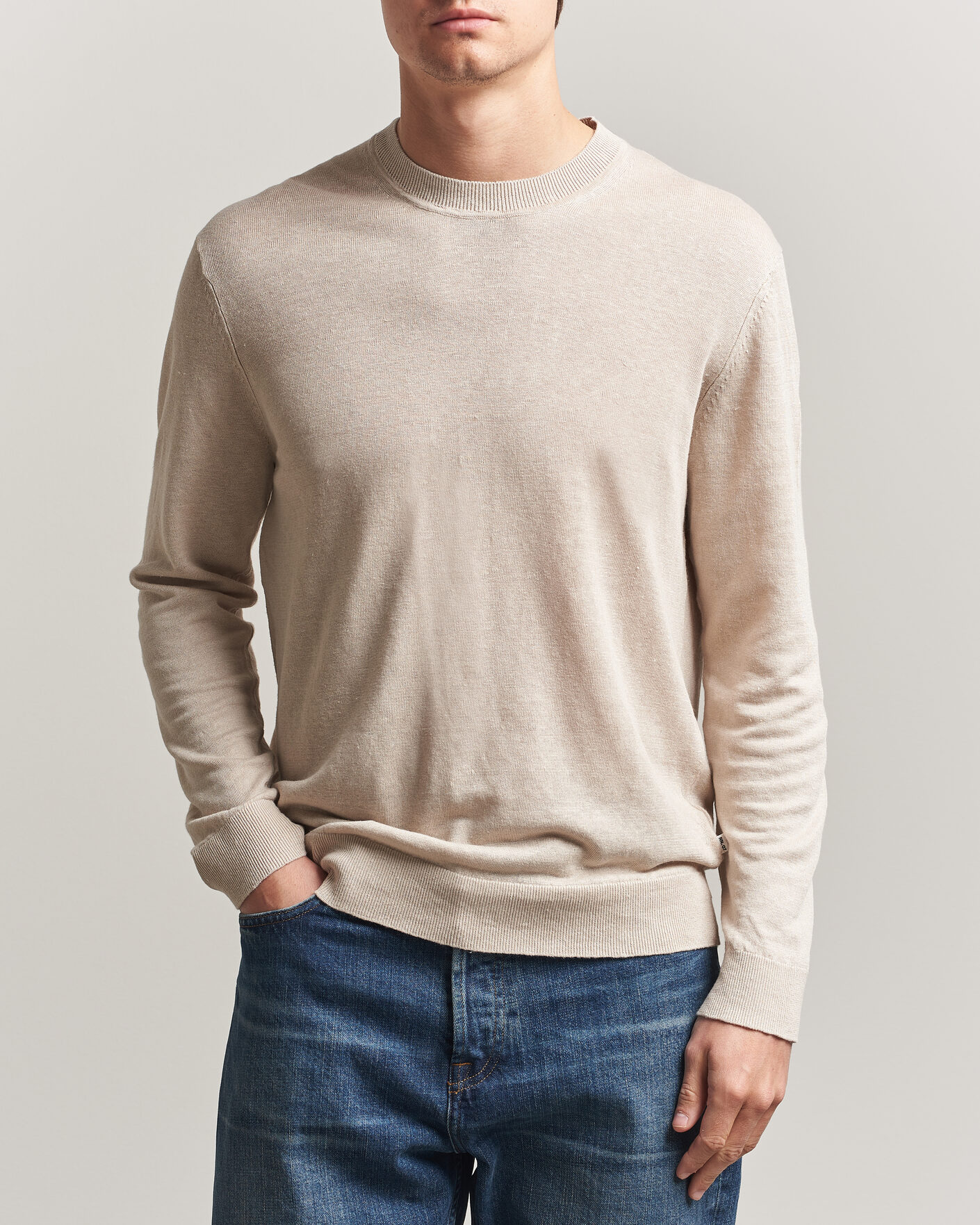 Mies | Puserot | NN07 | Ted Linen Knitted Sweater Oat