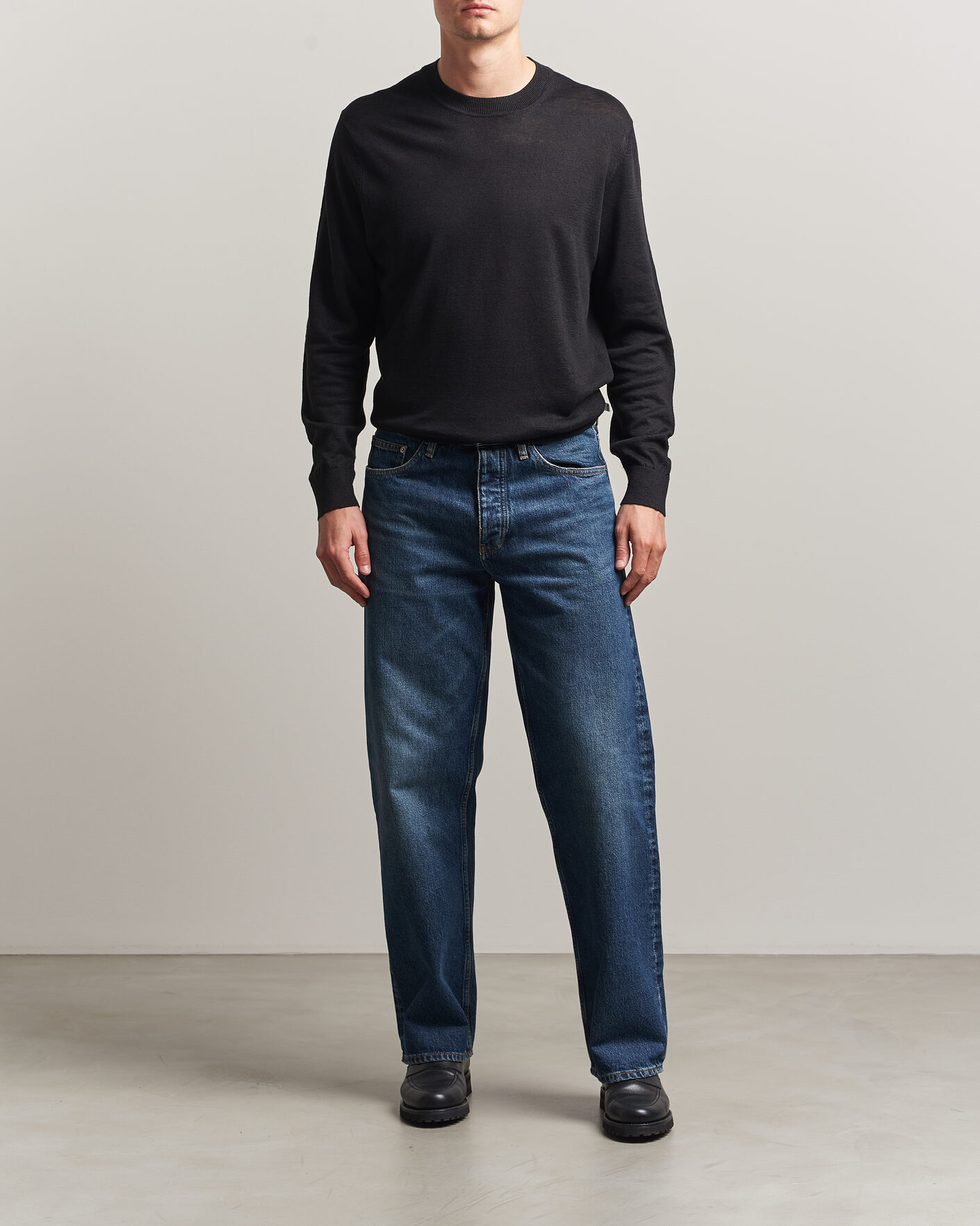 Mies | Puserot | NN07 | Ted Linen Knitted Sweater Black