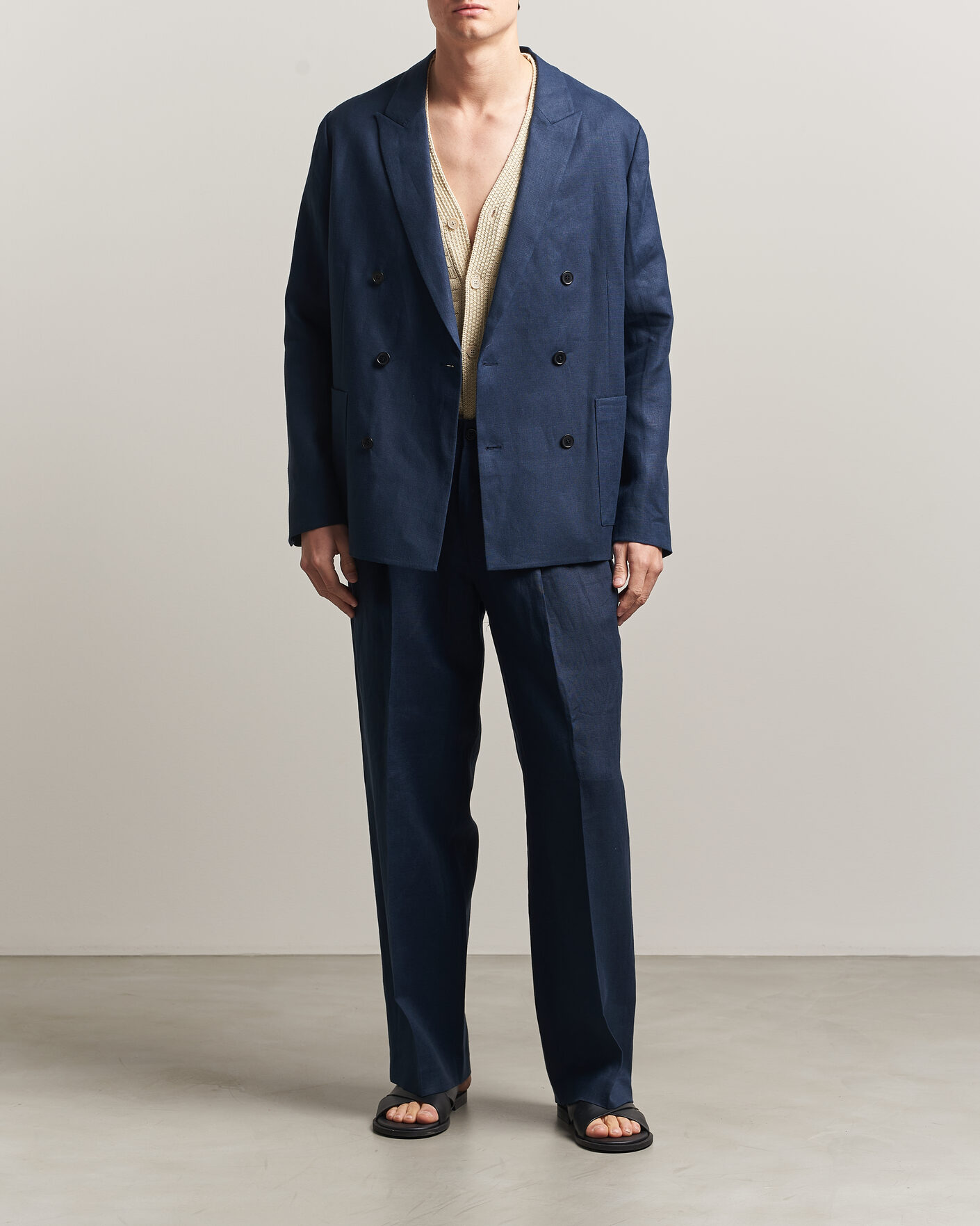 Mies | Pikkutakit | NN07 | Jordin Linen Double Breasted Blazer Navy Blue