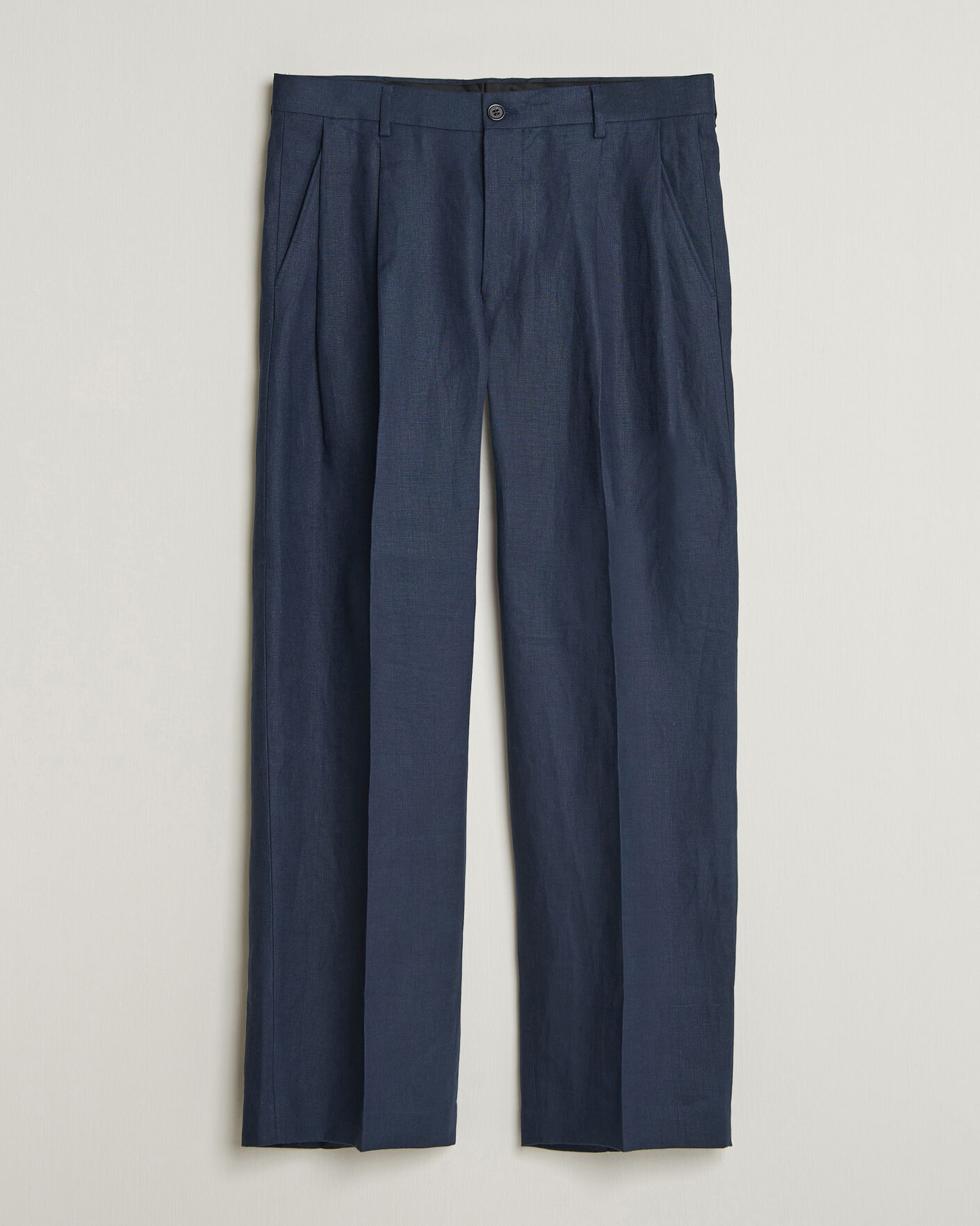 Mies | Housut | NN07 | Justin Linen Double Pleated Trousers Navy Blue