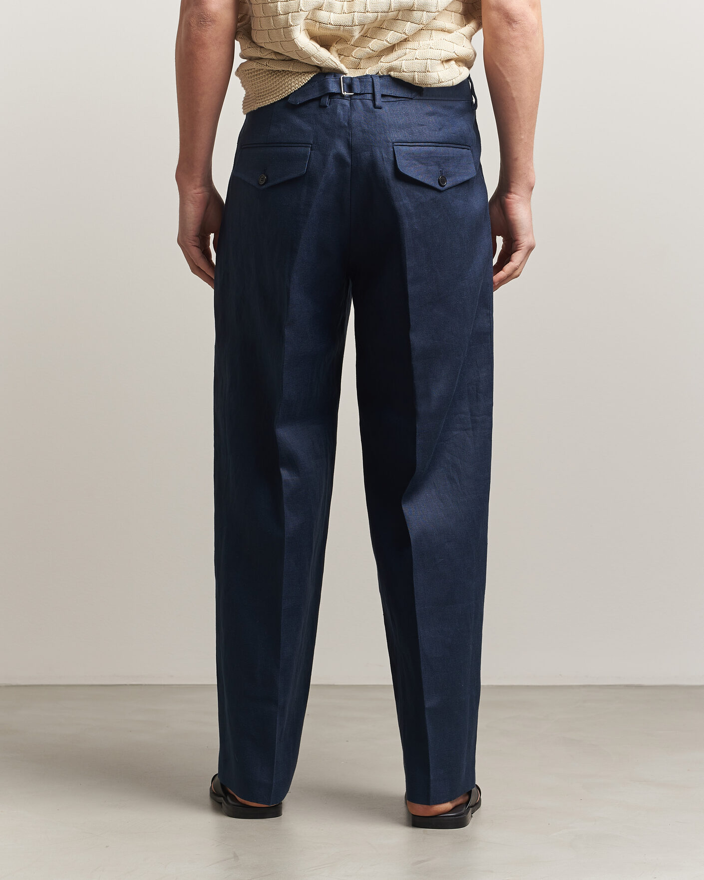 Mies | Housut | NN07 | Justin Linen Double Pleated Trousers Navy Blue