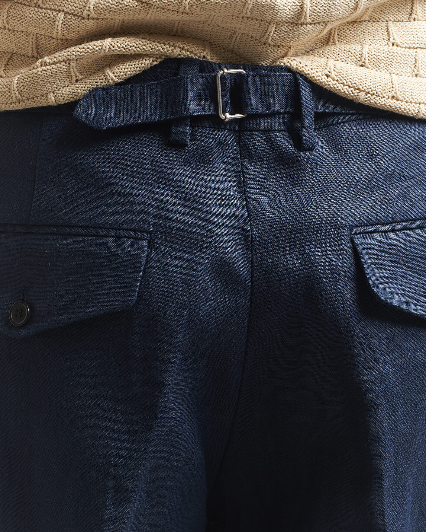 Mies | Housut | NN07 | Justin Linen Double Pleated Trousers Navy Blue