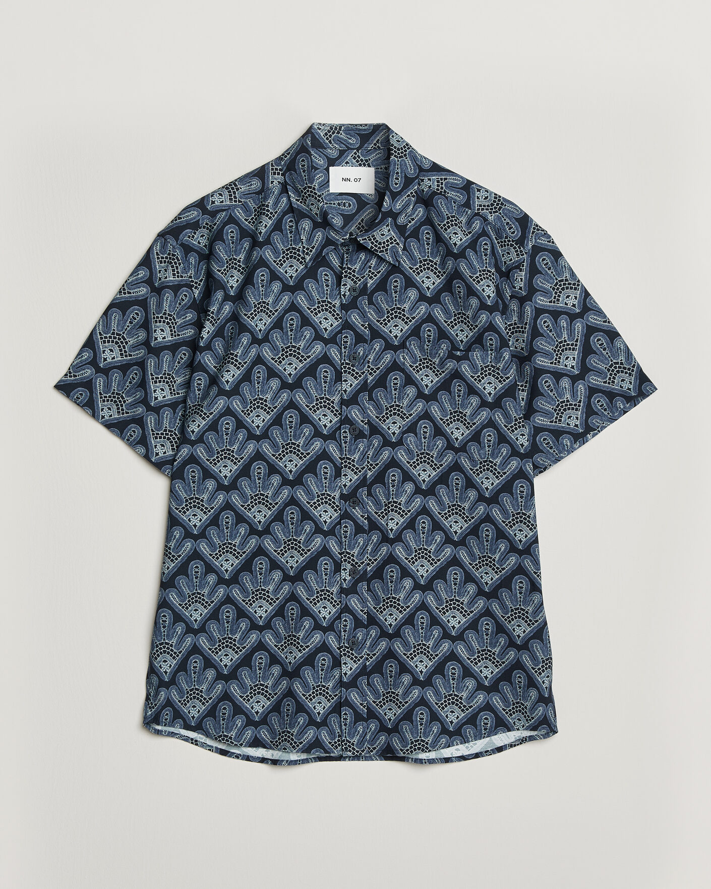 Miehet |  | NN07 | Deon Printed Short Sleeve Shirt Navy Blue