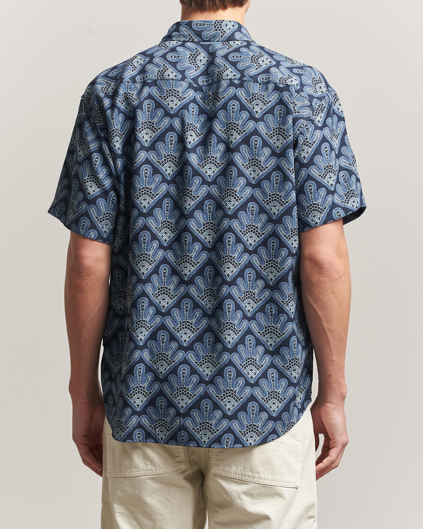 Mies | Kauluspaidat | NN07 | Deon Printed Short Sleeve Shirt Navy Blue