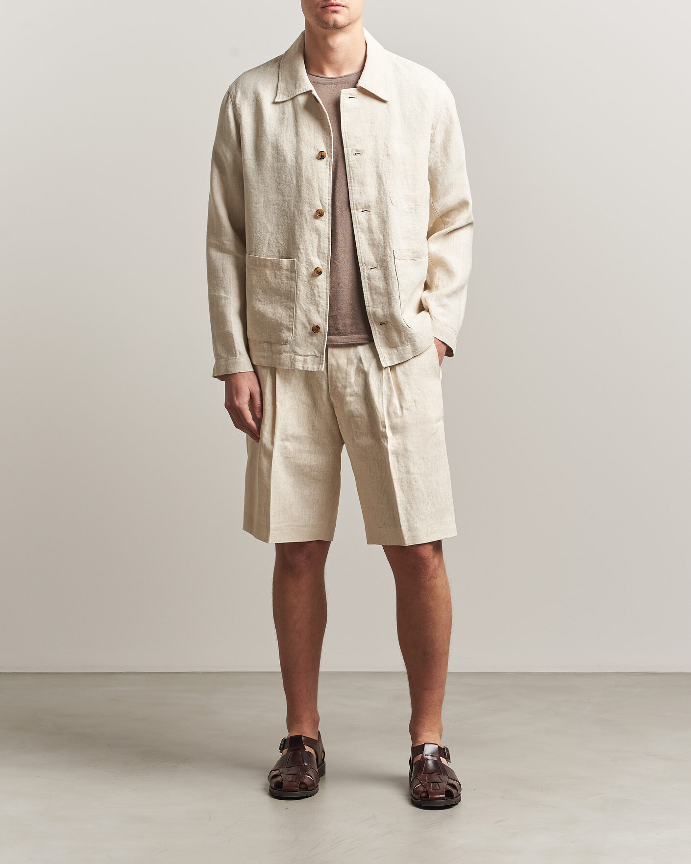 Mies | Kauluspaidat | NN07 | Morgan Linen Overshirt Oat