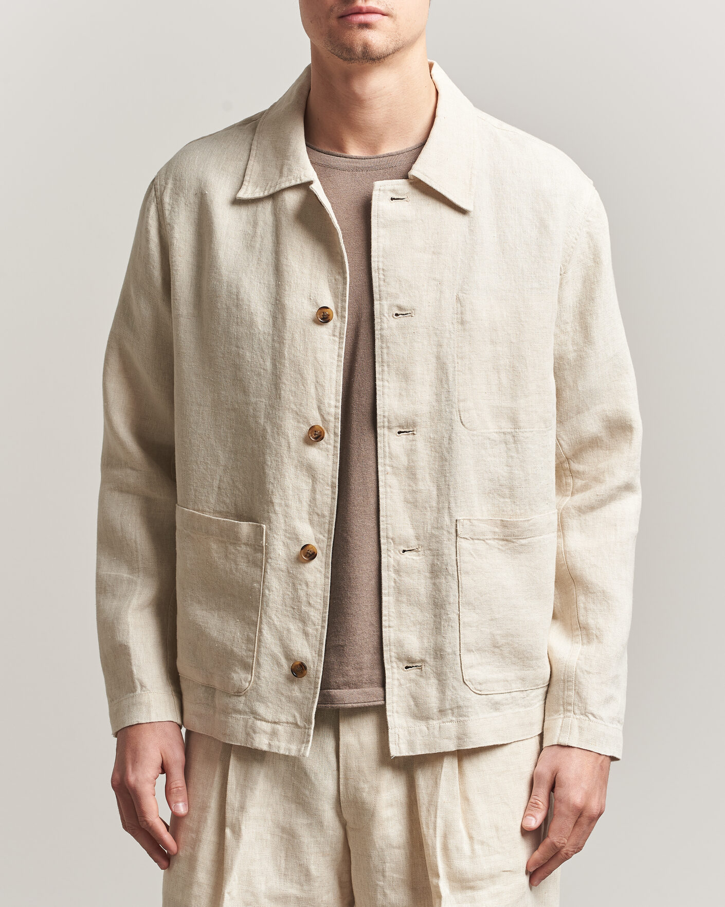 Mies | Kauluspaidat | NN07 | Morgan Linen Overshirt Oat