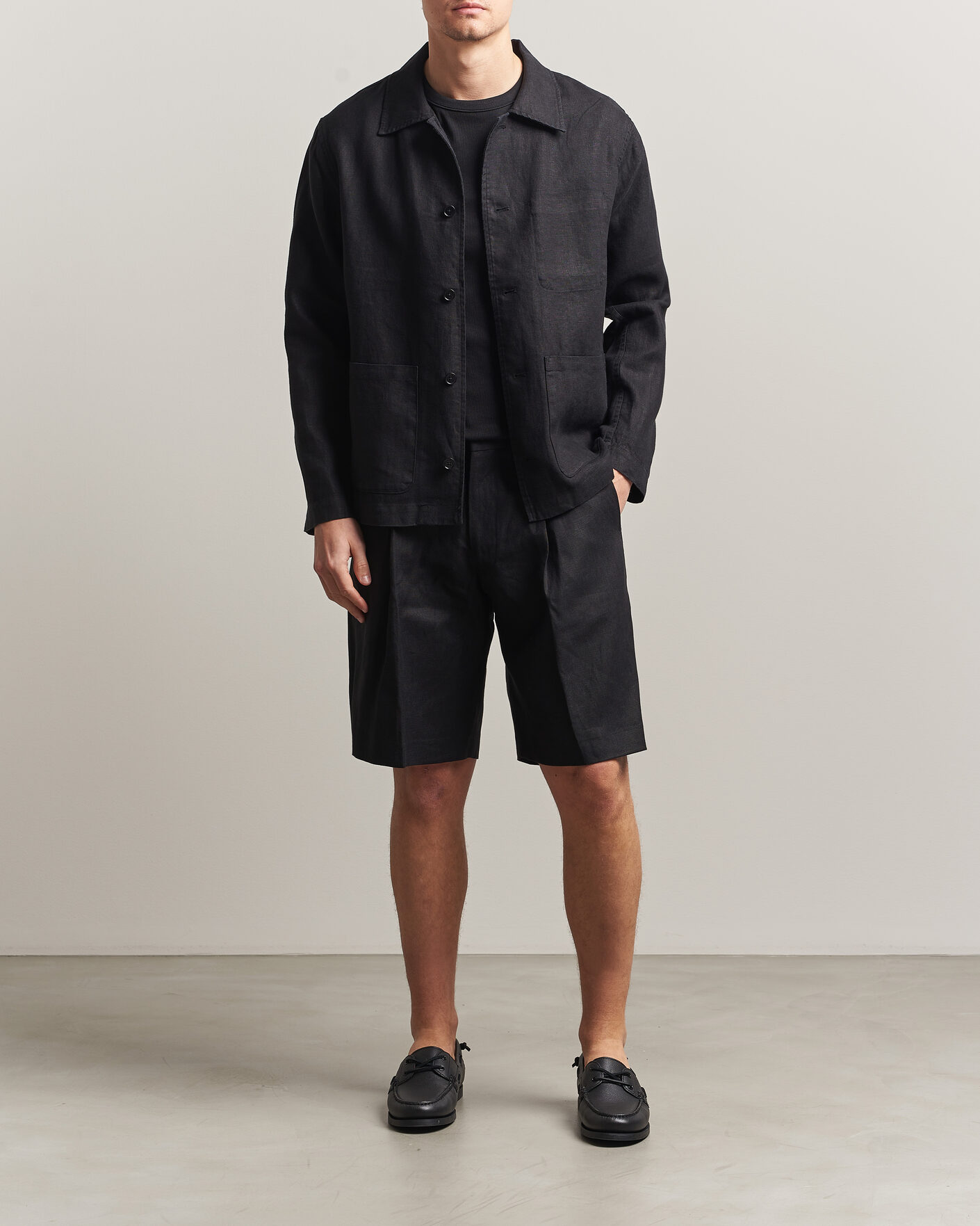 Mies | Kauluspaidat | NN07 | Morgan Linen Overshirt Black