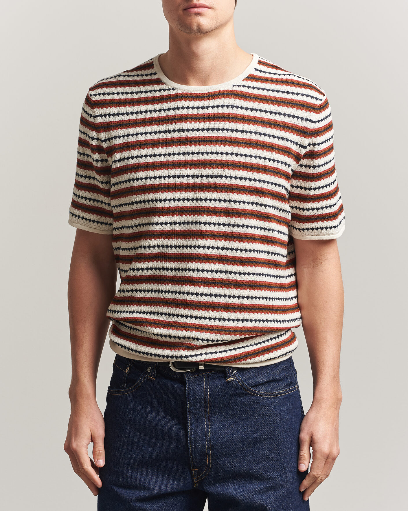 Mies | T-paidat | NN07 | Bari Knitted Striped T-Shirt Multi