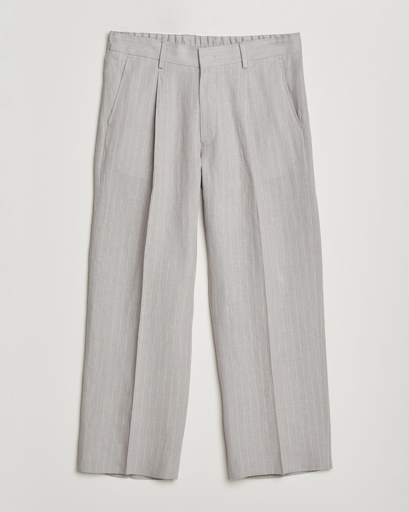 Mies | Housut | NN07 | Kay Pinstriped Pleated Linen Trousers Grey