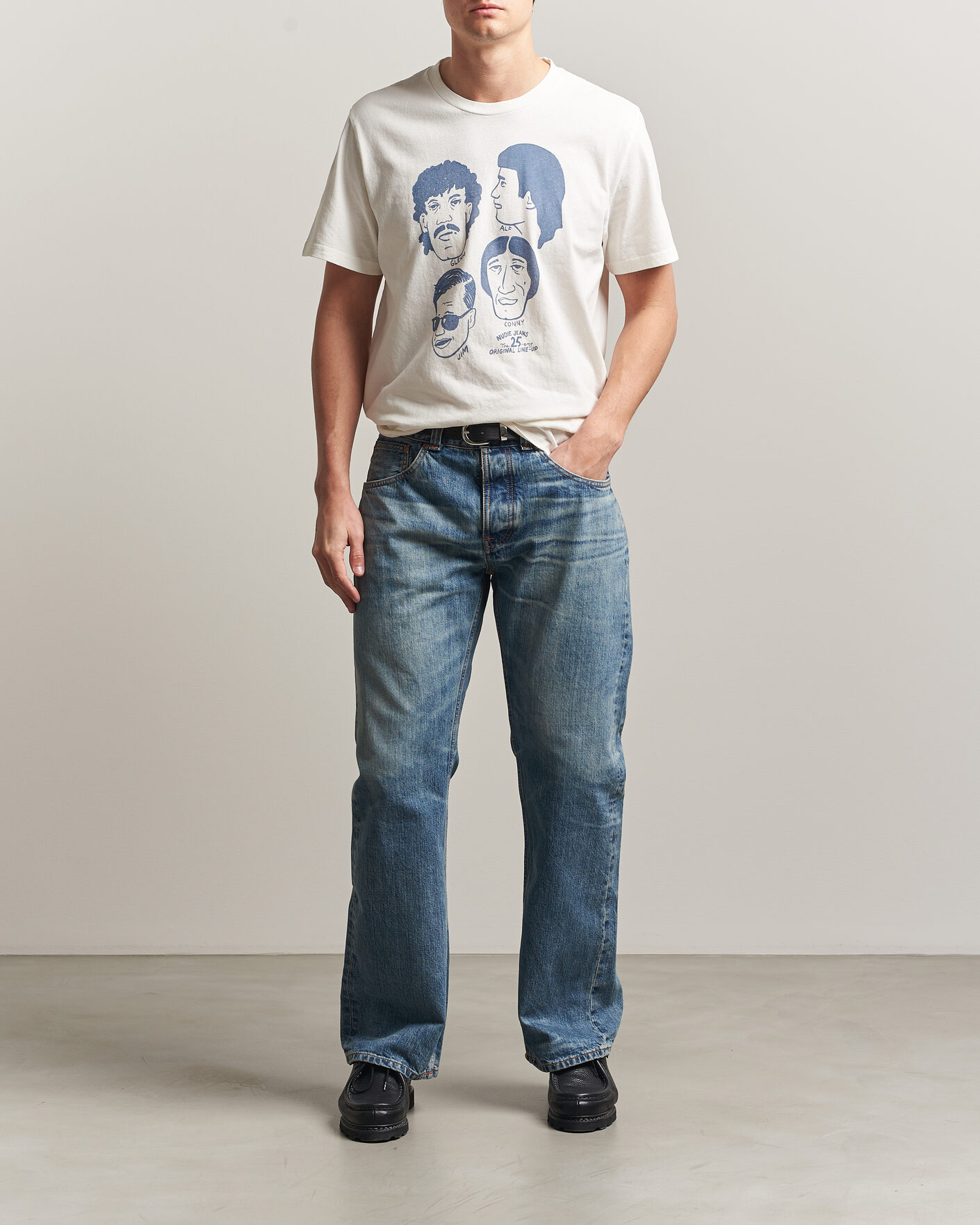 Mies | T-paidat | Nudie Jeans | Roy Fab Four T-Shirt Chalk White