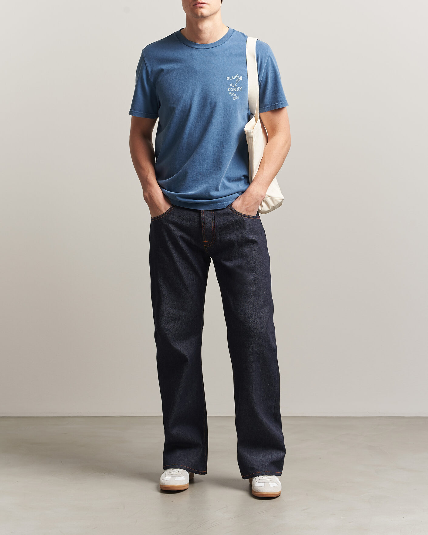 Mies | T-paidat | Nudie Jeans | Roy OG Line-Up T-Shirt French Blue