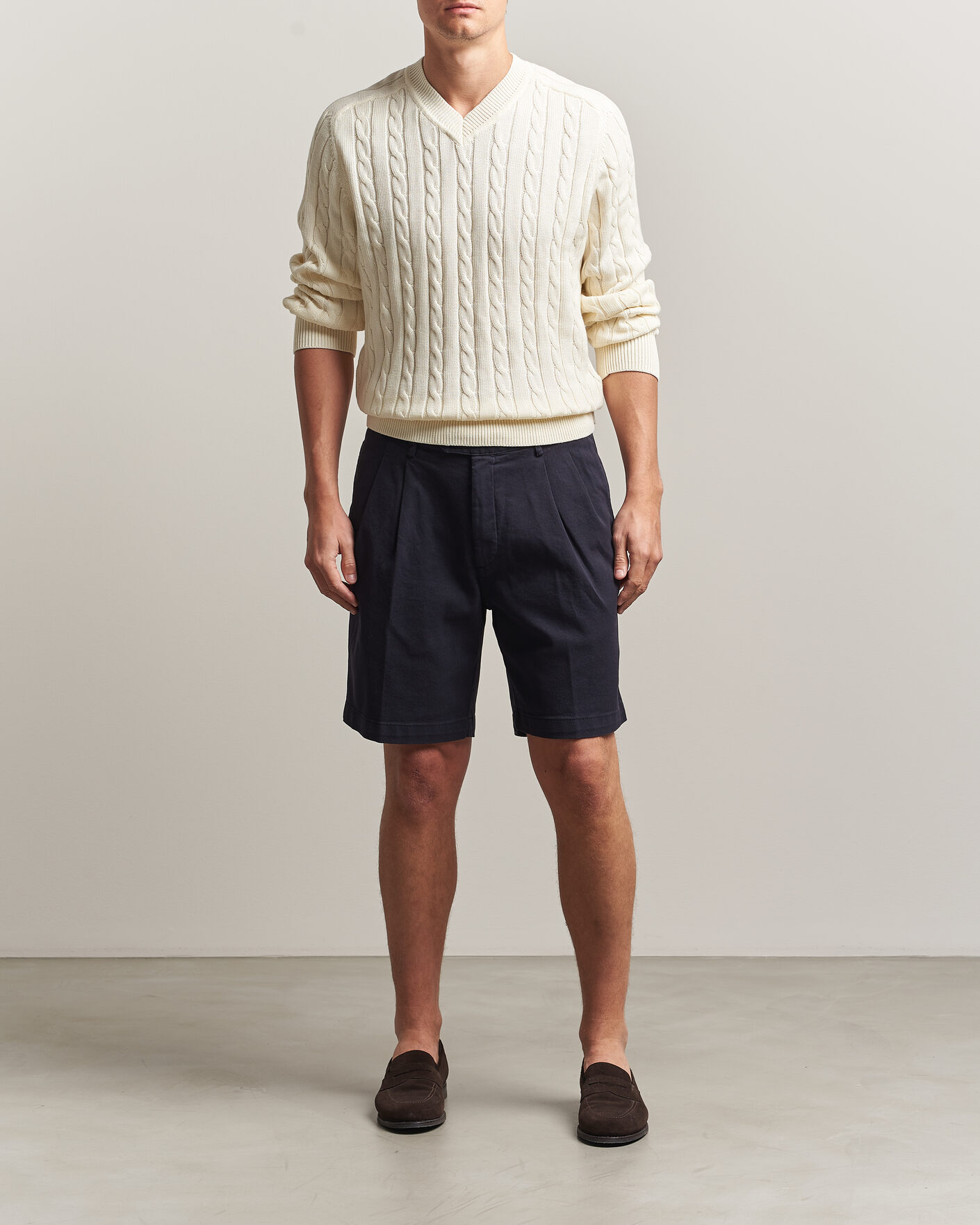 Mies | Shortsit | Oscar Jacobson | Tanker Pleat Shorts Navy