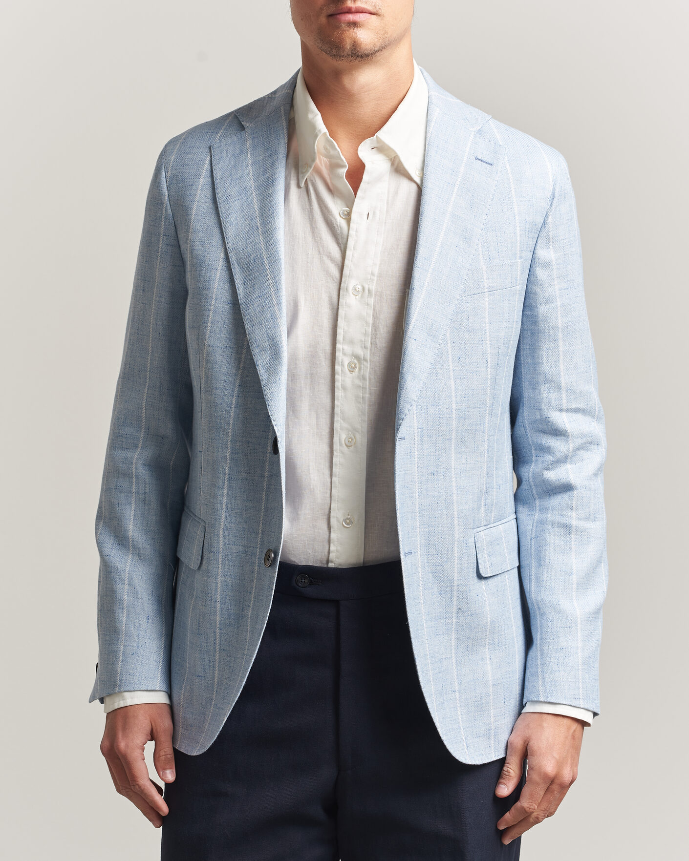 Mies | Pikkutakit | Oscar Jacobson | Ferry Soft Linen/Cotton Blazer Light Blue