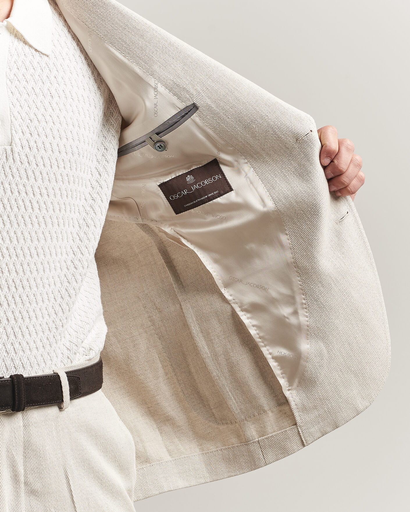 Mies | Pikkutakit | Oscar Jacobson | Ferry Patch Cotton/Linen Blazer Off White