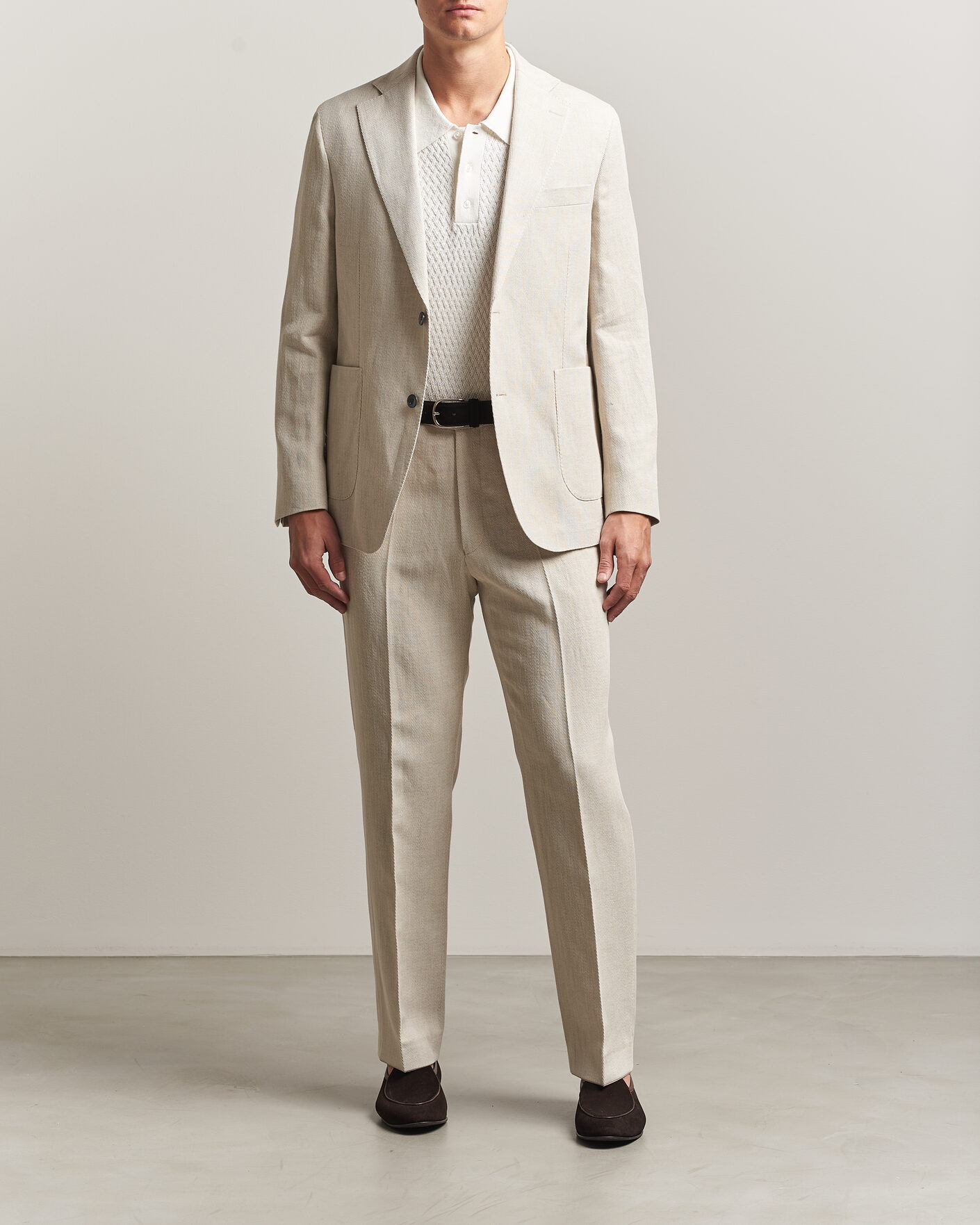 Mies | Housut | Oscar Jacobson | Dell Cotton/Linen Trousers Off White