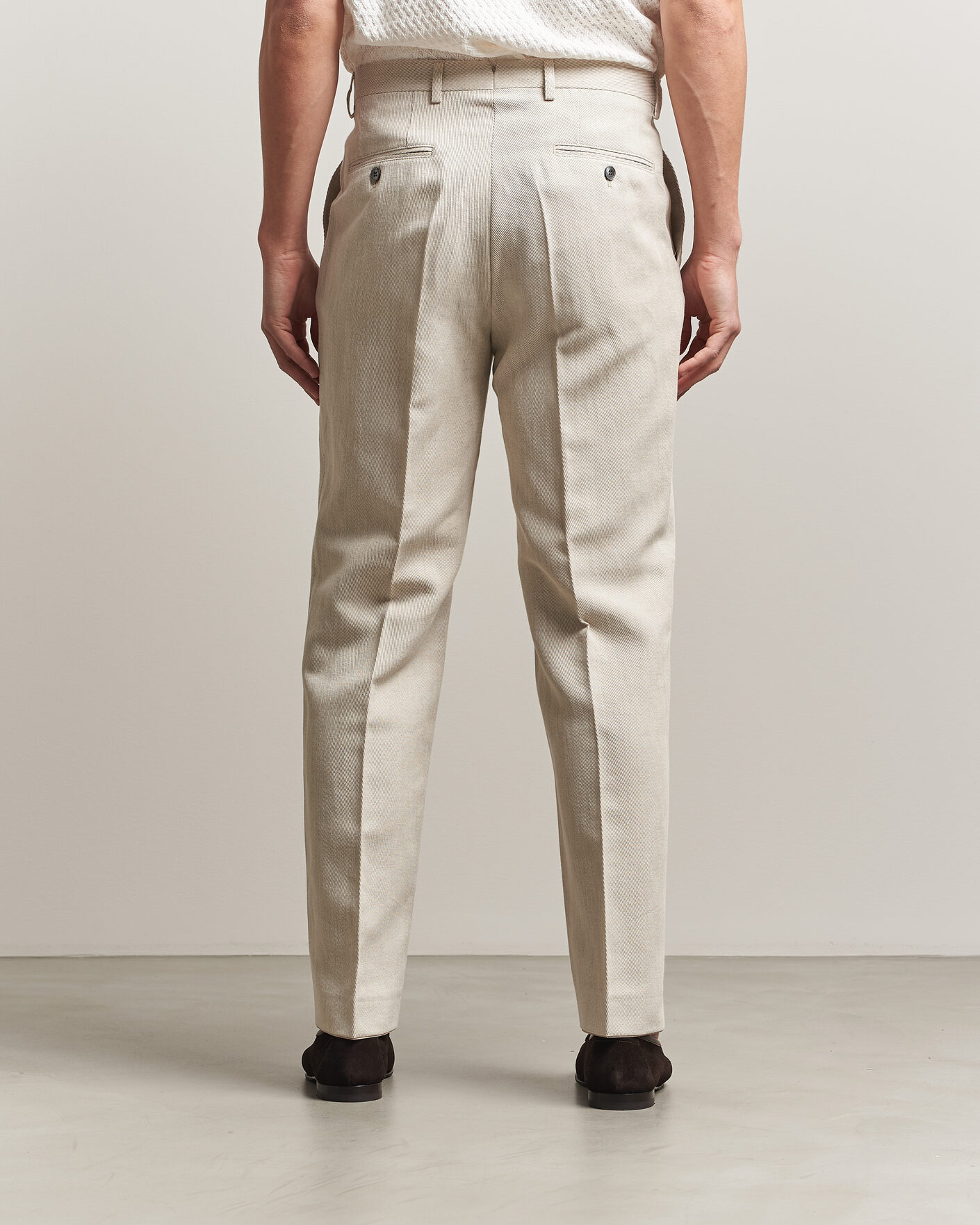Mies | Housut | Oscar Jacobson | Dell Cotton/Linen Trousers Off White