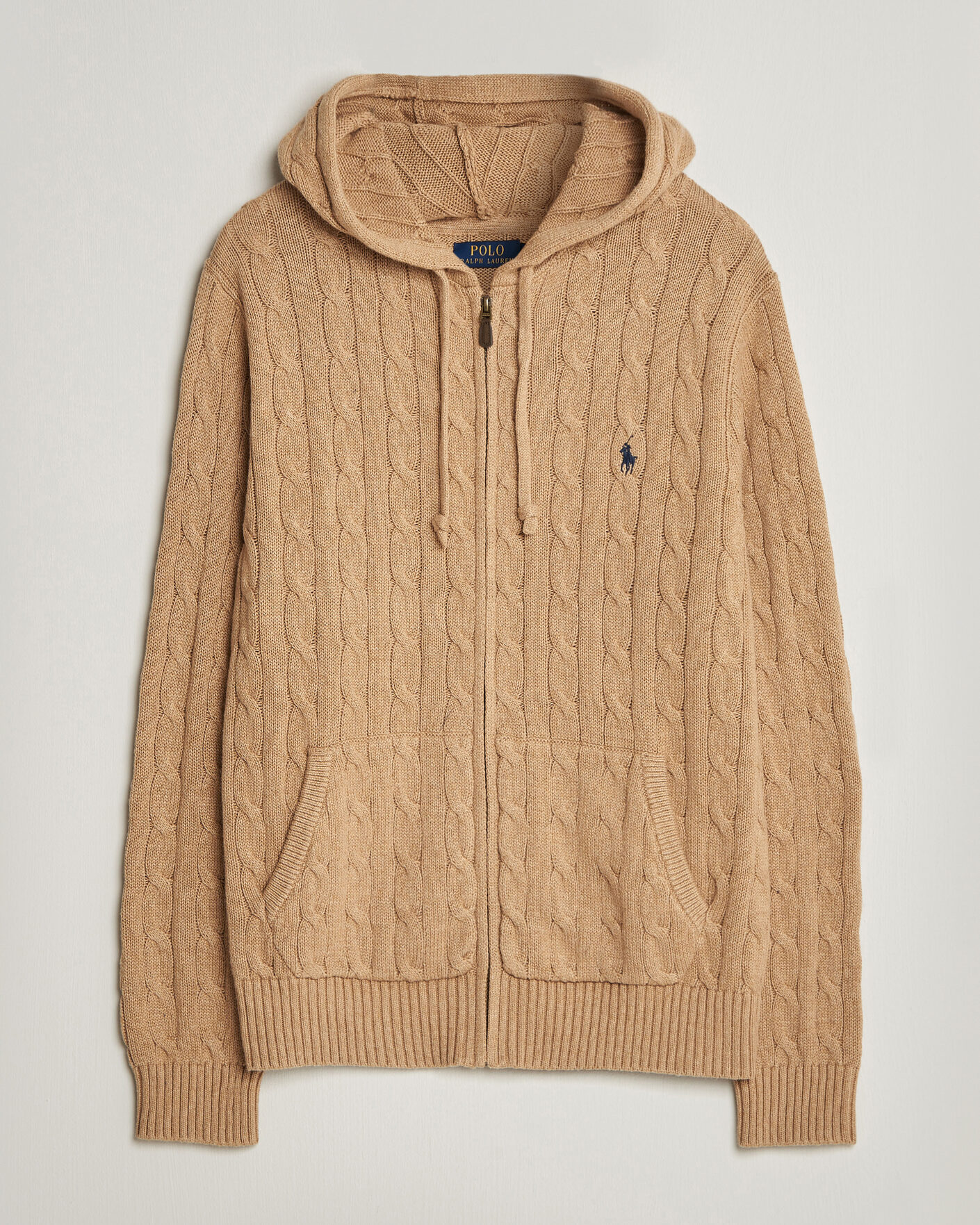 Mies | Puserot | Polo Ralph Lauren | Knitted Full Zip Sweater Camel Melange