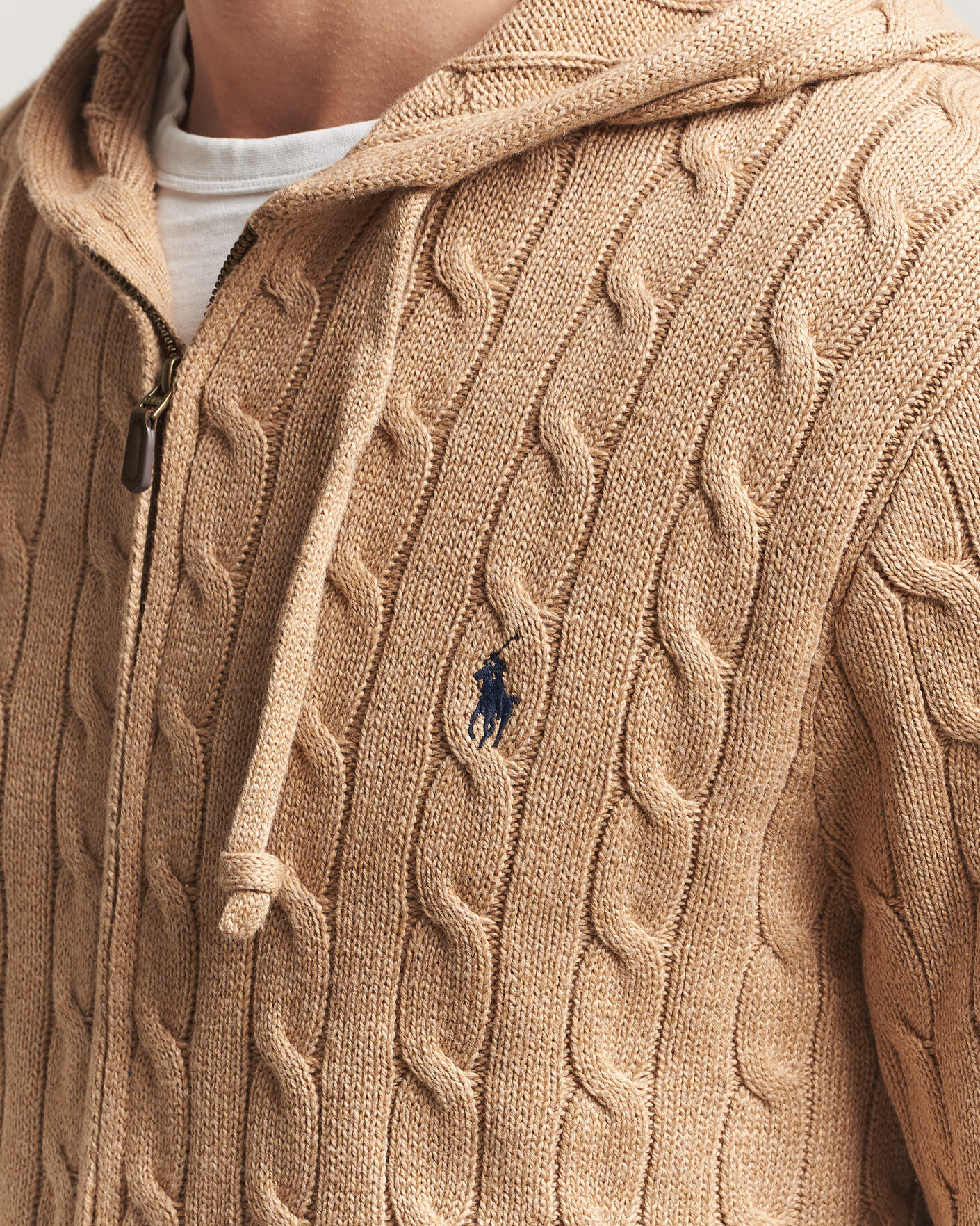 Mies | Puserot | Polo Ralph Lauren | Knitted Full Zip Sweater Camel Melange