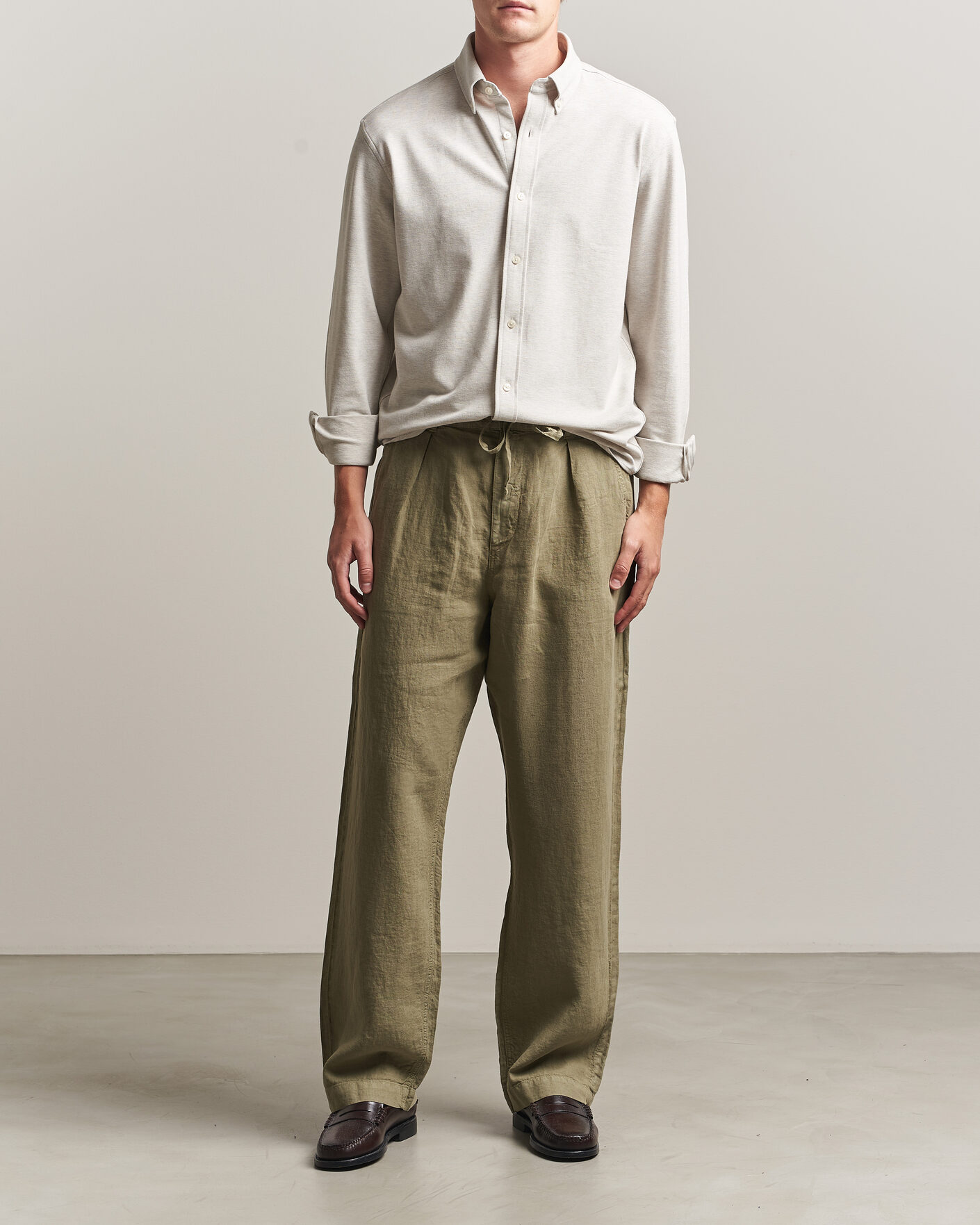 Mies | Housut | Polo Ralph Lauren | Easy Fit Pleated Trousers Sage Green