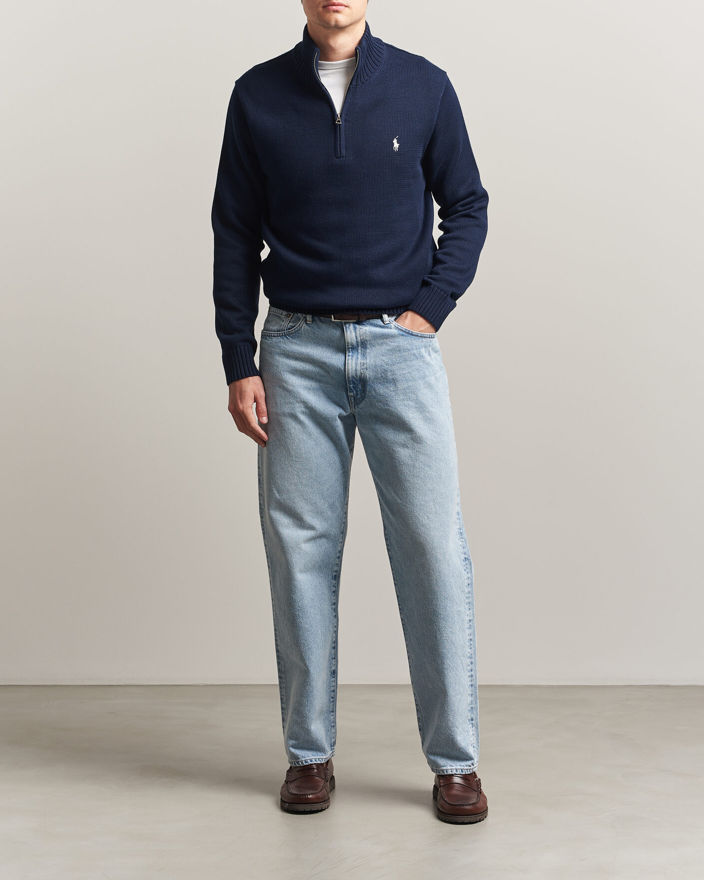 Mies | Puserot | Polo Ralph Lauren | Cotton Crew Neck Half-Zip Hunter Navy