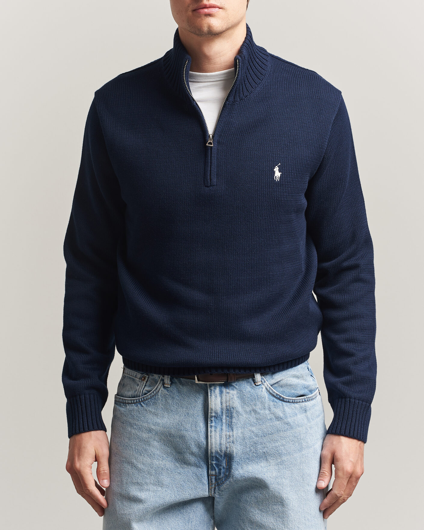 Mies | Puserot | Polo Ralph Lauren | Cotton Crew Neck Half-Zip Hunter Navy