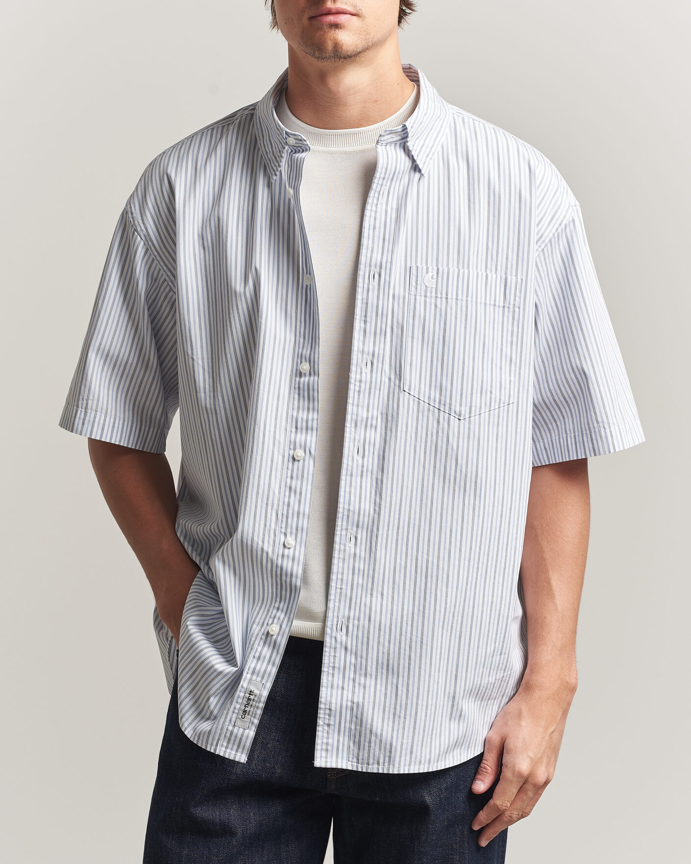 Mies | Kauluspaidat | Carhartt WIP | Short Sleeve Keene Cotton/Poplin Shirt White