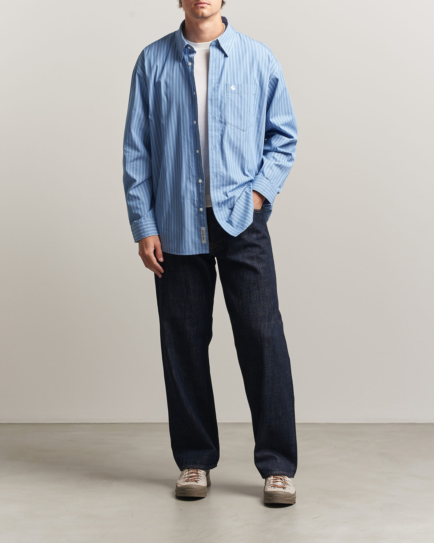 Mies | Kauluspaidat | Carhartt WIP | Keen Striped Cotton Poplin Shirt Curacao