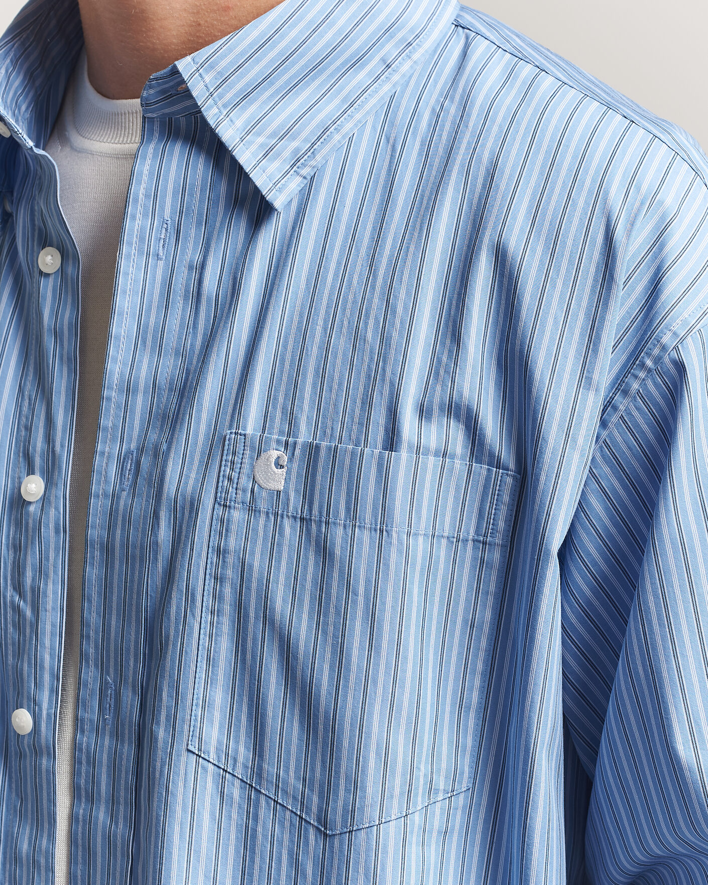 Mies | Kauluspaidat | Carhartt WIP | Keen Striped Cotton Poplin Shirt Curacao
