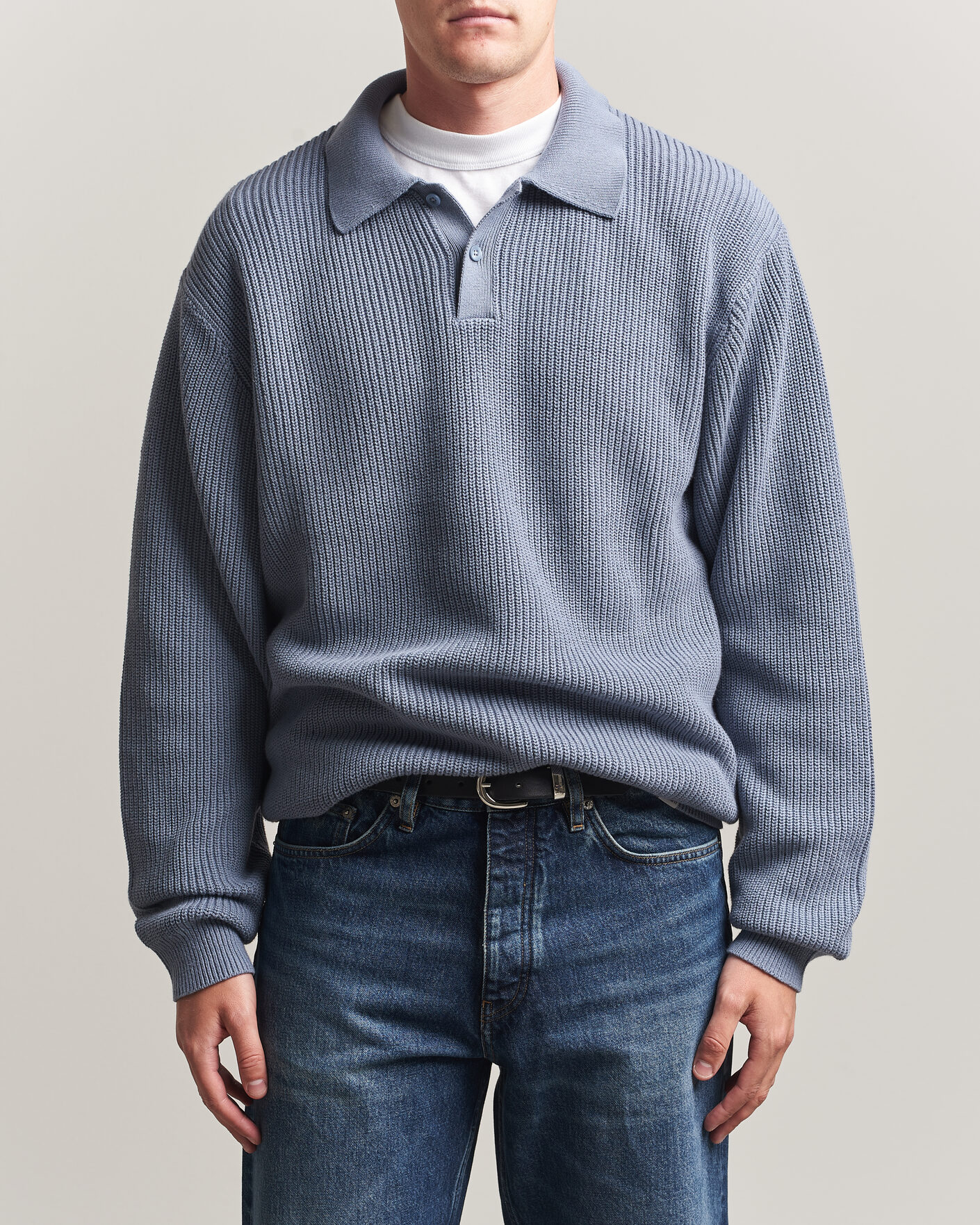 Mies | Puserot | Carhartt WIP | Miles Knitted Cotton Polo Shad Blue