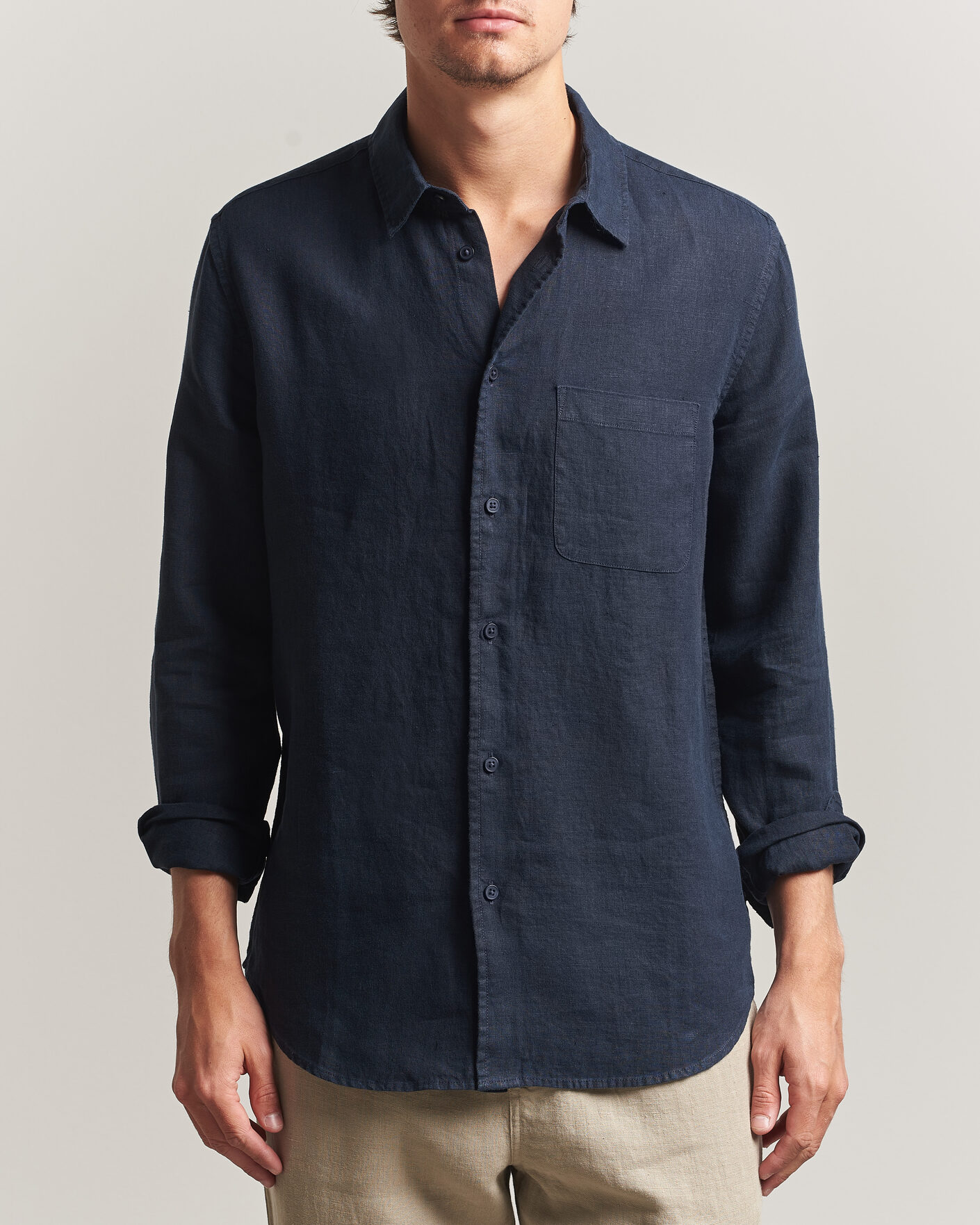 Mies | Kauluspaidat | Samsøe Samsøe | Liam Linen Shirt Salute Navy