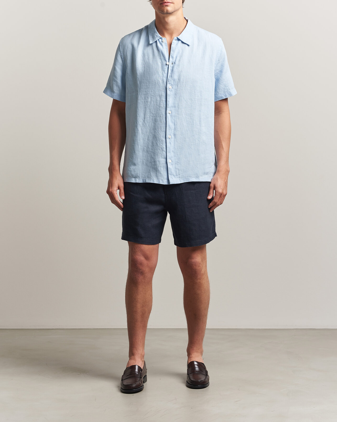 Mies | Kauluspaidat | Samsøe Samsøe | Avan Linen Short Sleeve Shirt Windsurfer