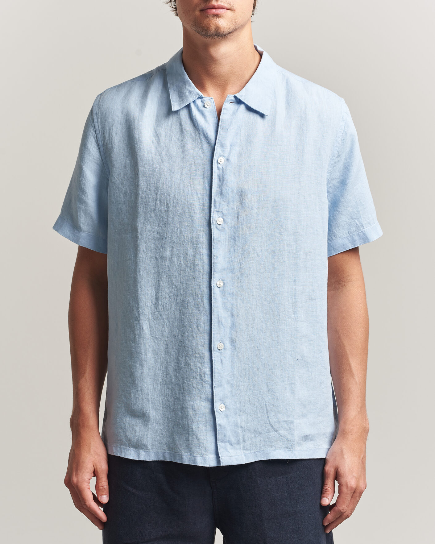 Mies | Kauluspaidat | Samsøe Samsøe | Avan Linen Short Sleeve Shirt Windsurfer