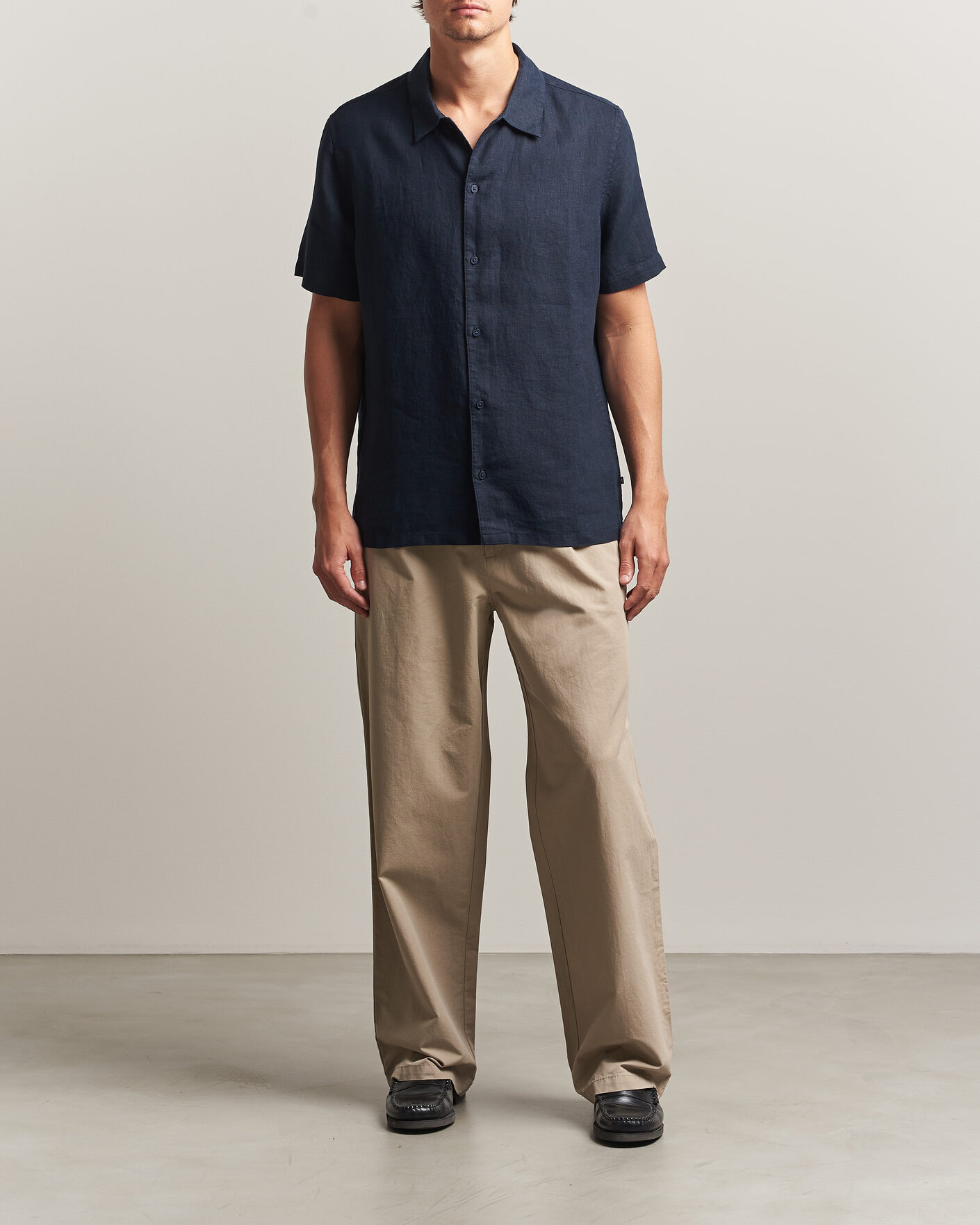 Mies | Kauluspaidat | Samsøe Samsøe | Avan Linen Short Sleeve Shirt Salute Navy