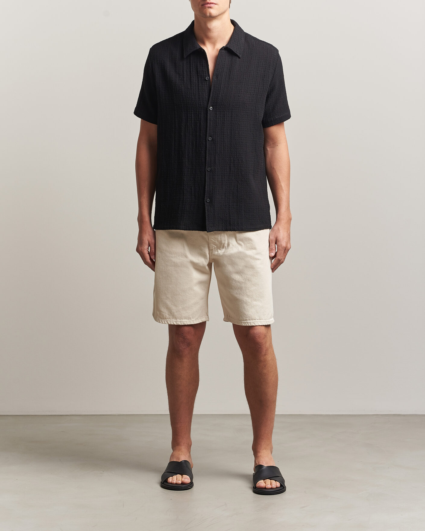 Mies | Kauluspaidat | Samsøe Samsøe | Avan Structured Short Sleeve Shirt Black