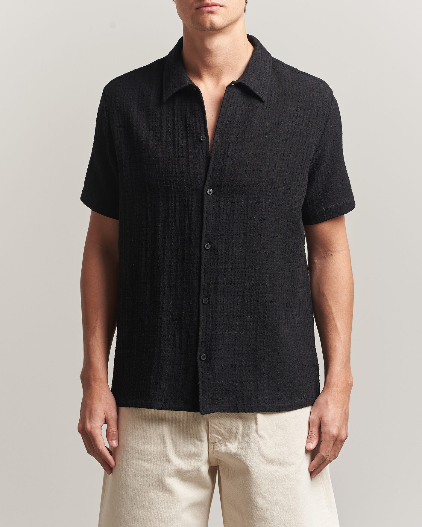 Mies | Kauluspaidat | Samsøe Samsøe | Avan Structured Short Sleeve Shirt Black