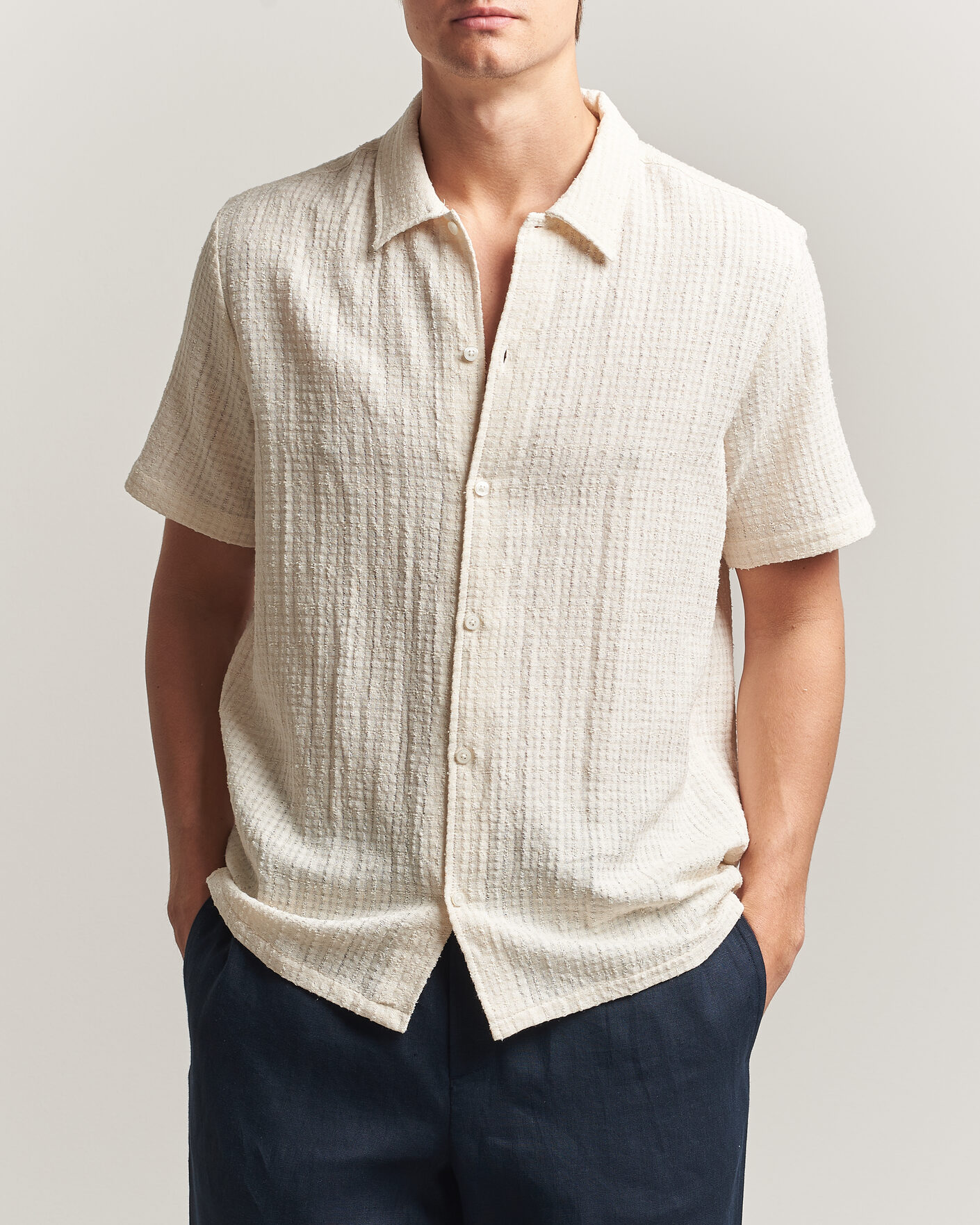 Mies | Kauluspaidat | Samsøe Samsøe | Avan Structured Short Sleeve Shirt Clear Cream