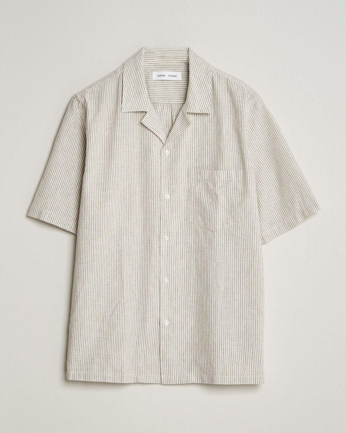 Mies | Kauluspaidat | Samsøe Samsøe | Oscar Linen/Cotton Striped Short Sleeve Shirt Aluminum