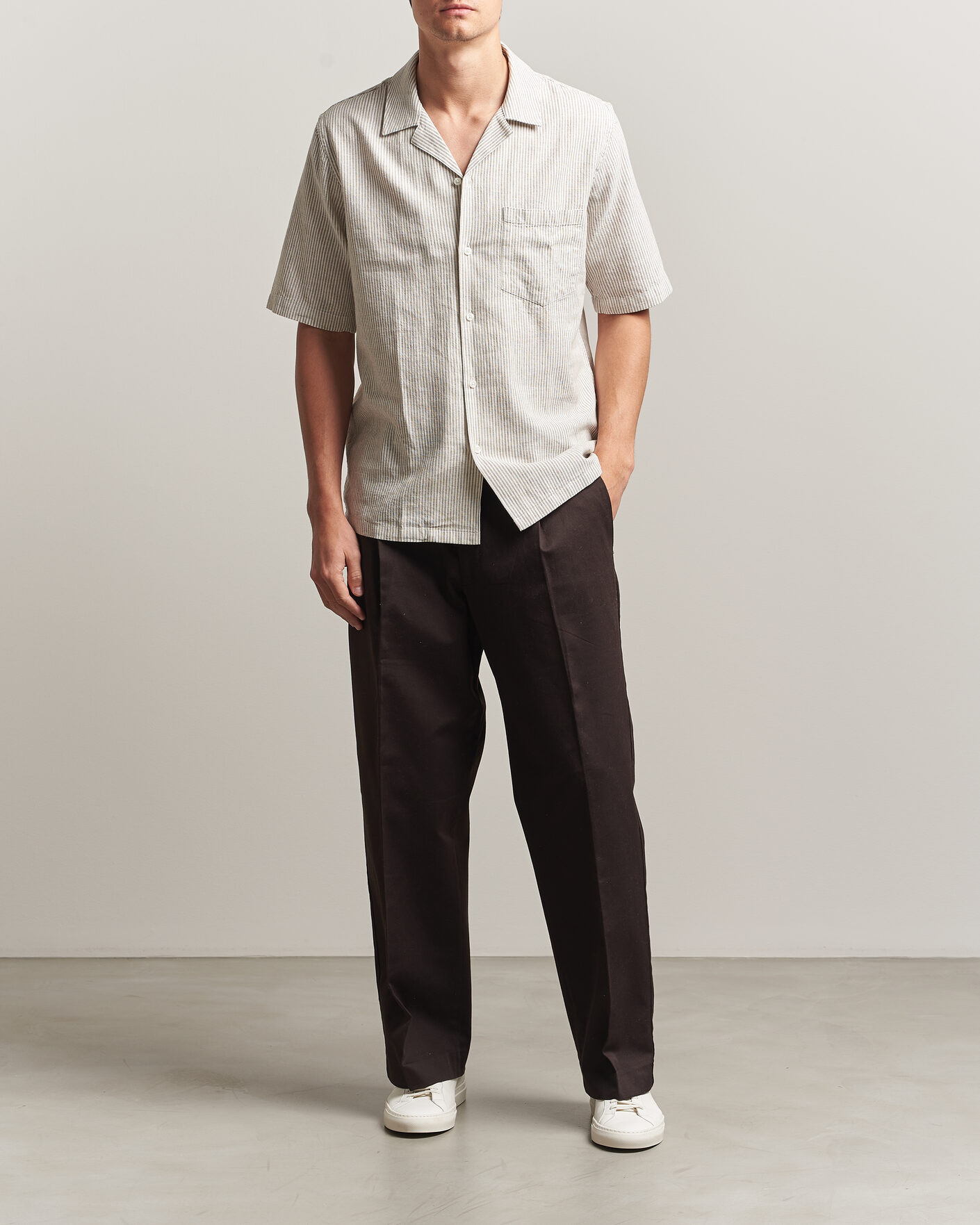 Mies | Kauluspaidat | Samsøe Samsøe | Oscar Linen/Cotton Striped Short Sleeve Shirt Aluminum