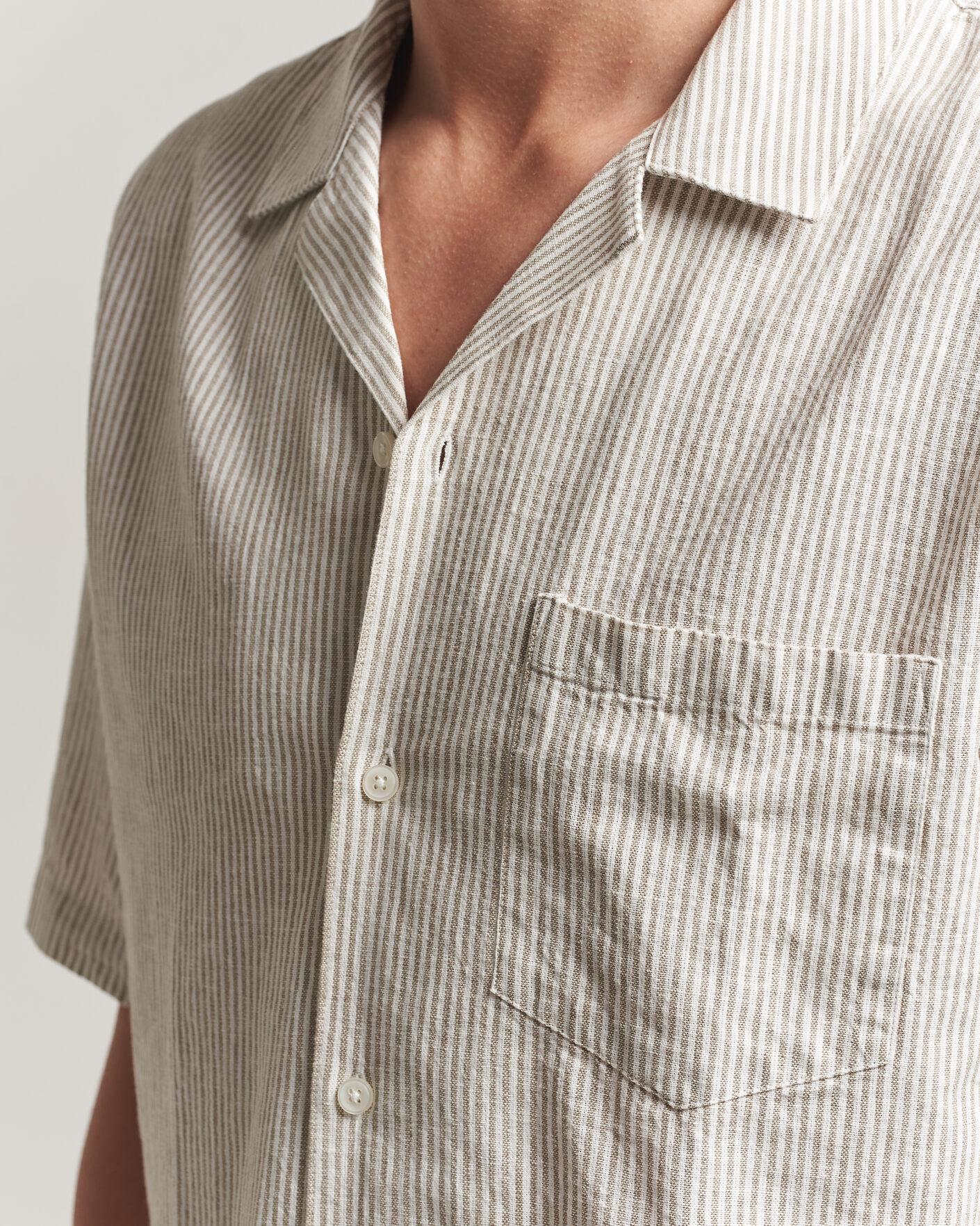 Mies | Kauluspaidat | Samsøe Samsøe | Oscar Linen/Cotton Striped Short Sleeve Shirt Aluminum