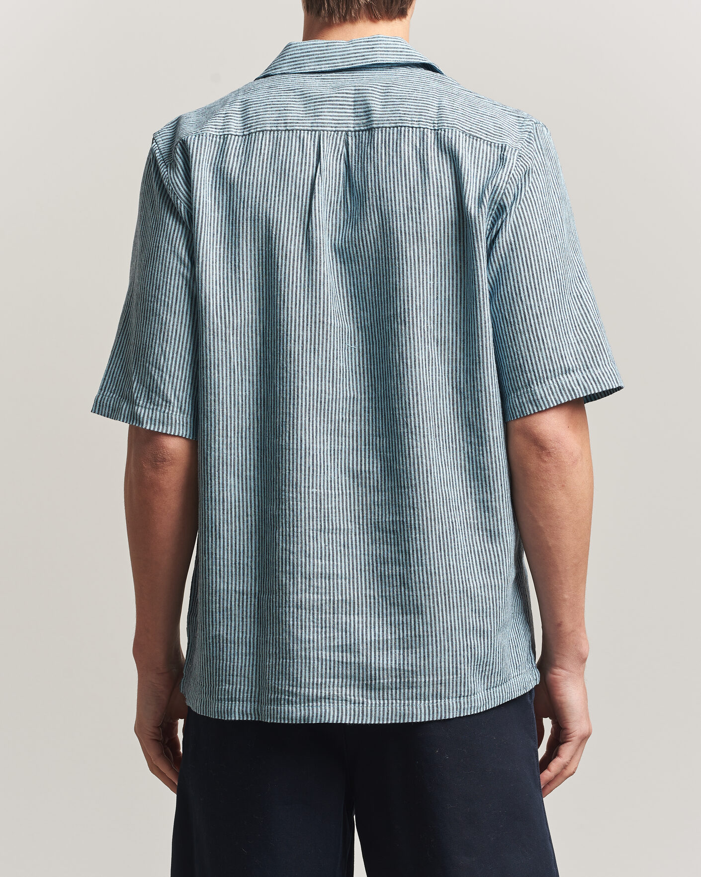 Mies | Kauluspaidat | Samsøe Samsøe | Oscar Linen/Cotton Striped Short Sleeve Shirt Tourmaline