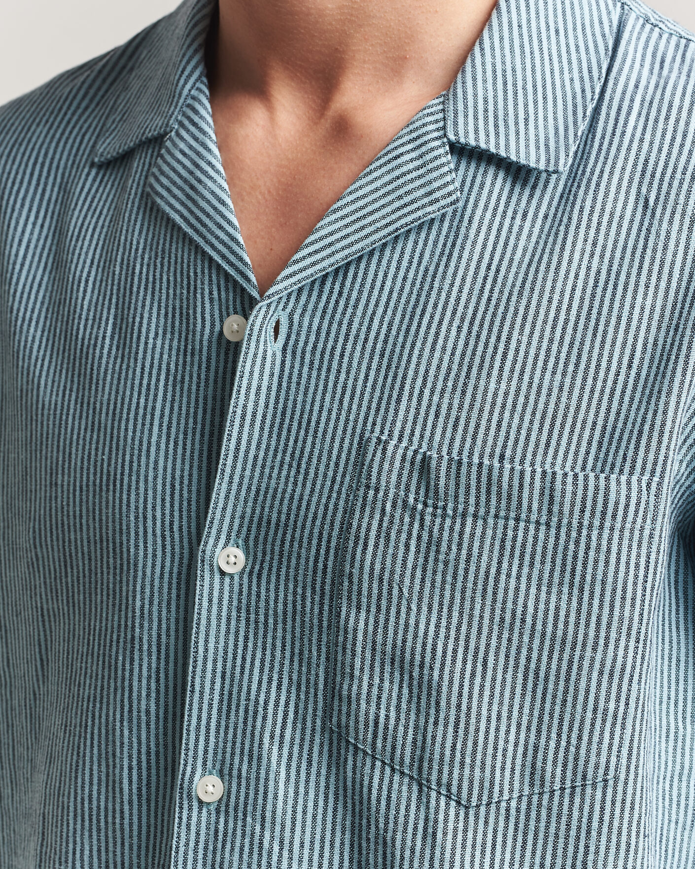 Mies | Kauluspaidat | Samsøe Samsøe | Oscar Linen/Cotton Striped Short Sleeve Shirt Tourmaline