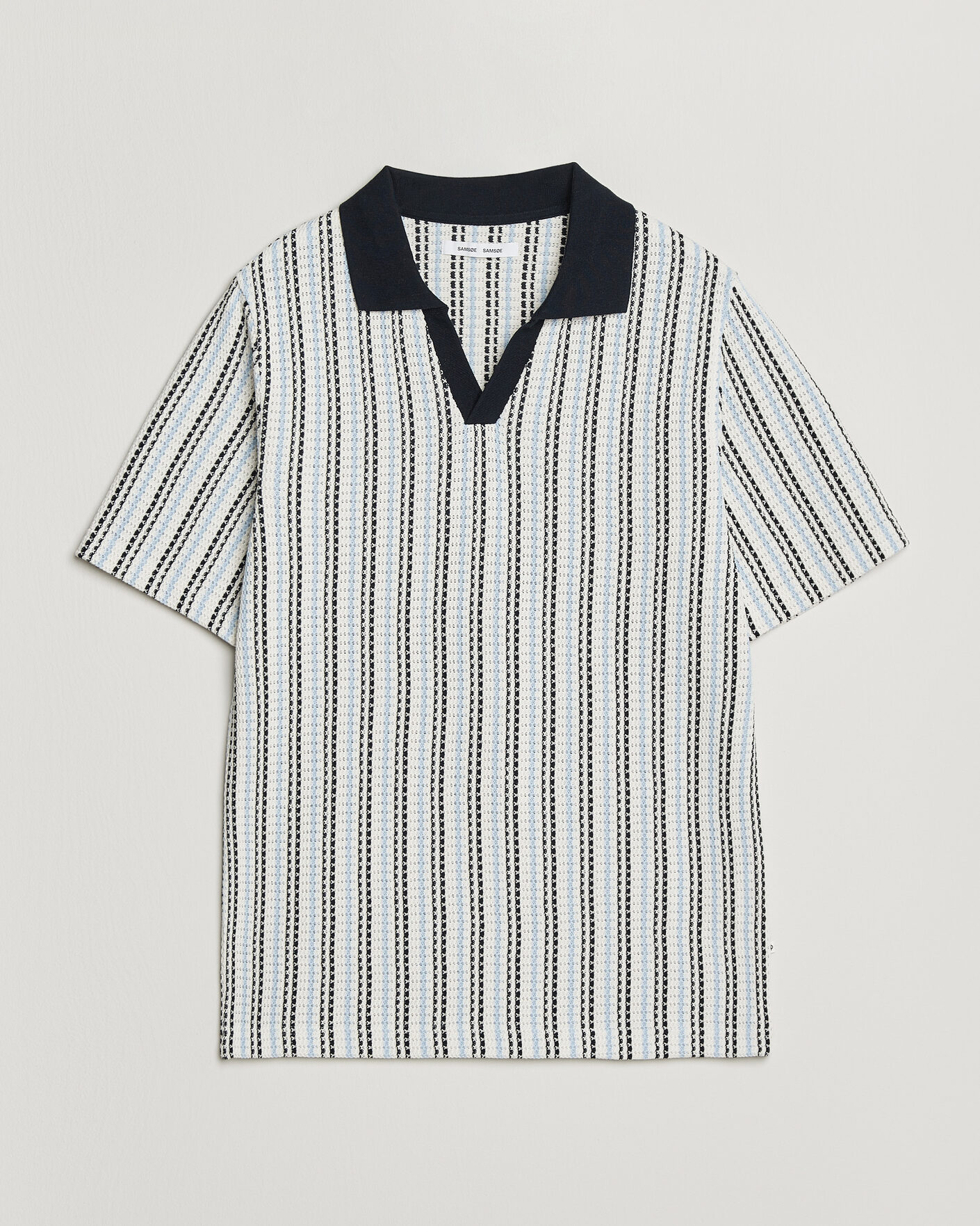 Mies | Pikeet | Samsøe Samsøe | Mac Striped Knitted Polo Blue/White